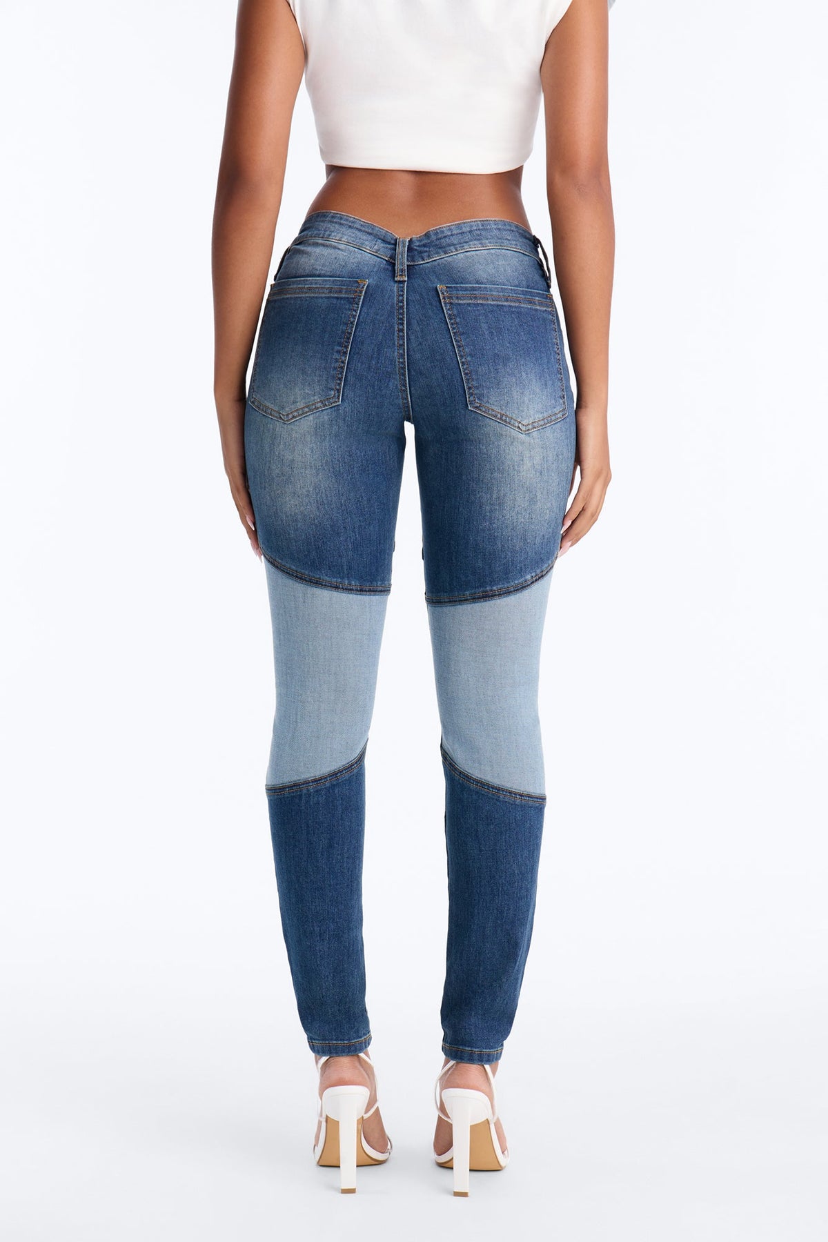 Such A Sweetheart Back Dip Stretch Low Rise Skinny Jeans - Dark Wash