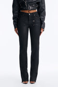 I Was There Coated Split Hem Skinny Jeans - Black