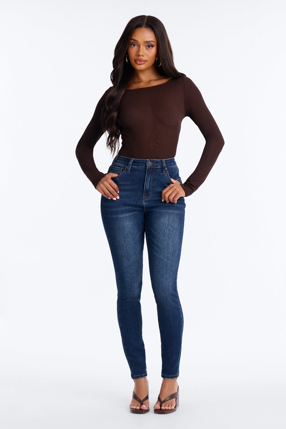 Jolene High Rise Embroidered Skinny Jeans - Dark Wash