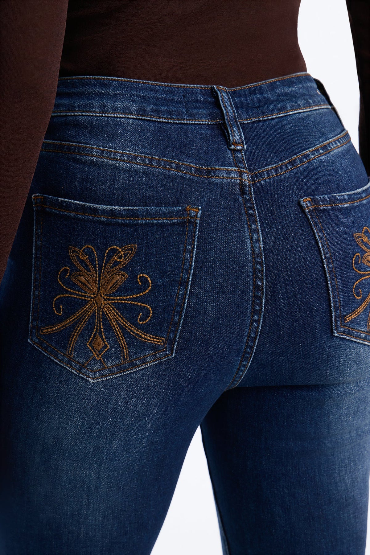 Jolene High Rise Embroidered Skinny Jeans - Dark Wash
