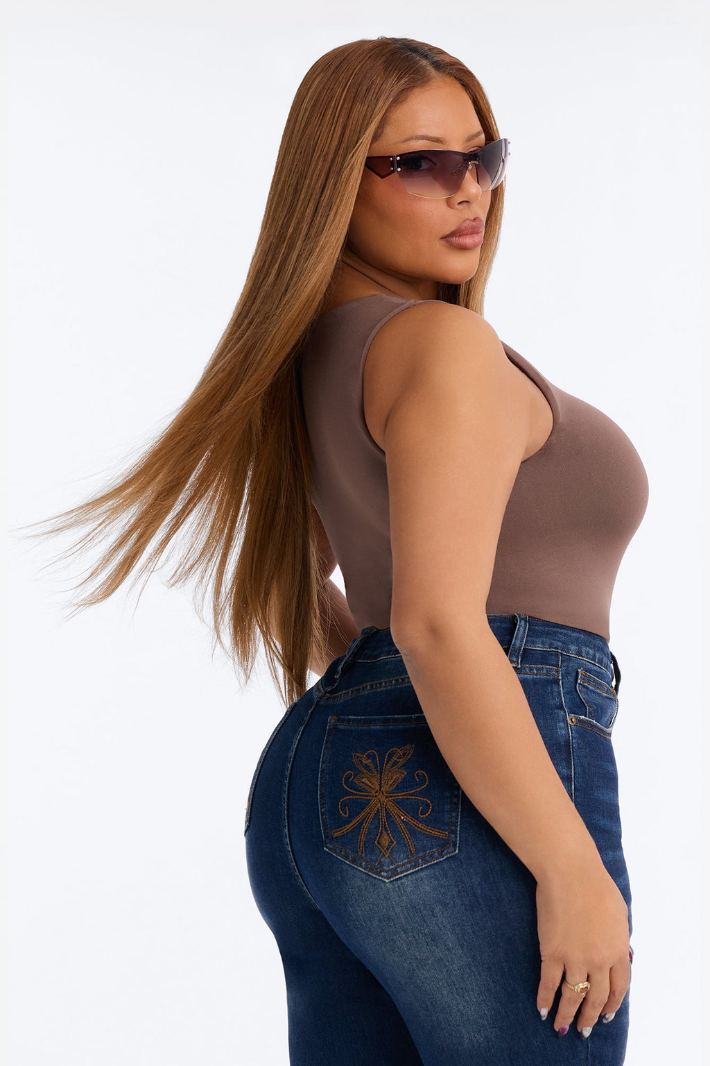 Jolene High Rise Embroidered Skinny Jeans - Dark Wash