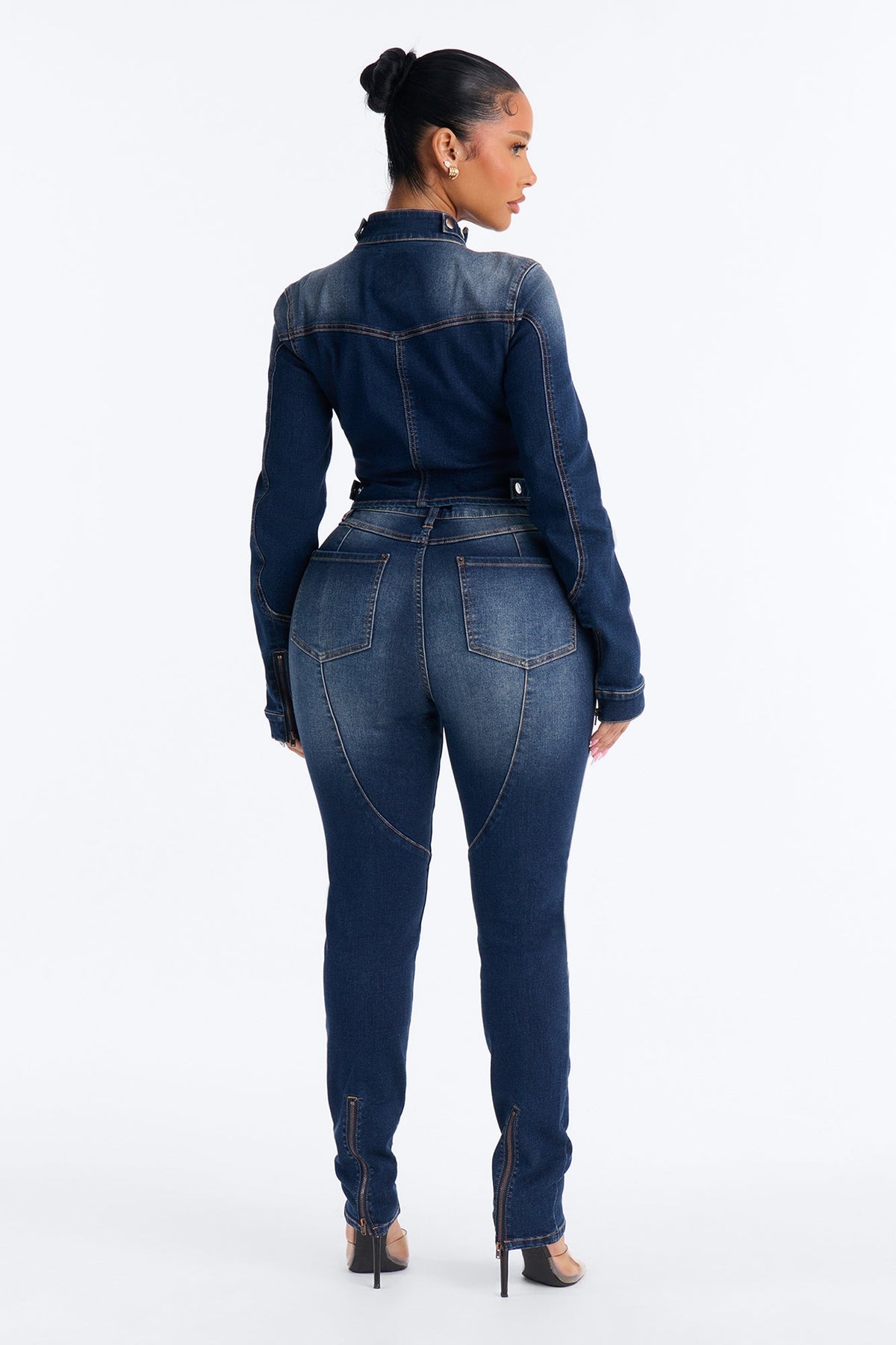Fast Lane High Rise Stretch Skinny Moto Jeans - Dark Wash
