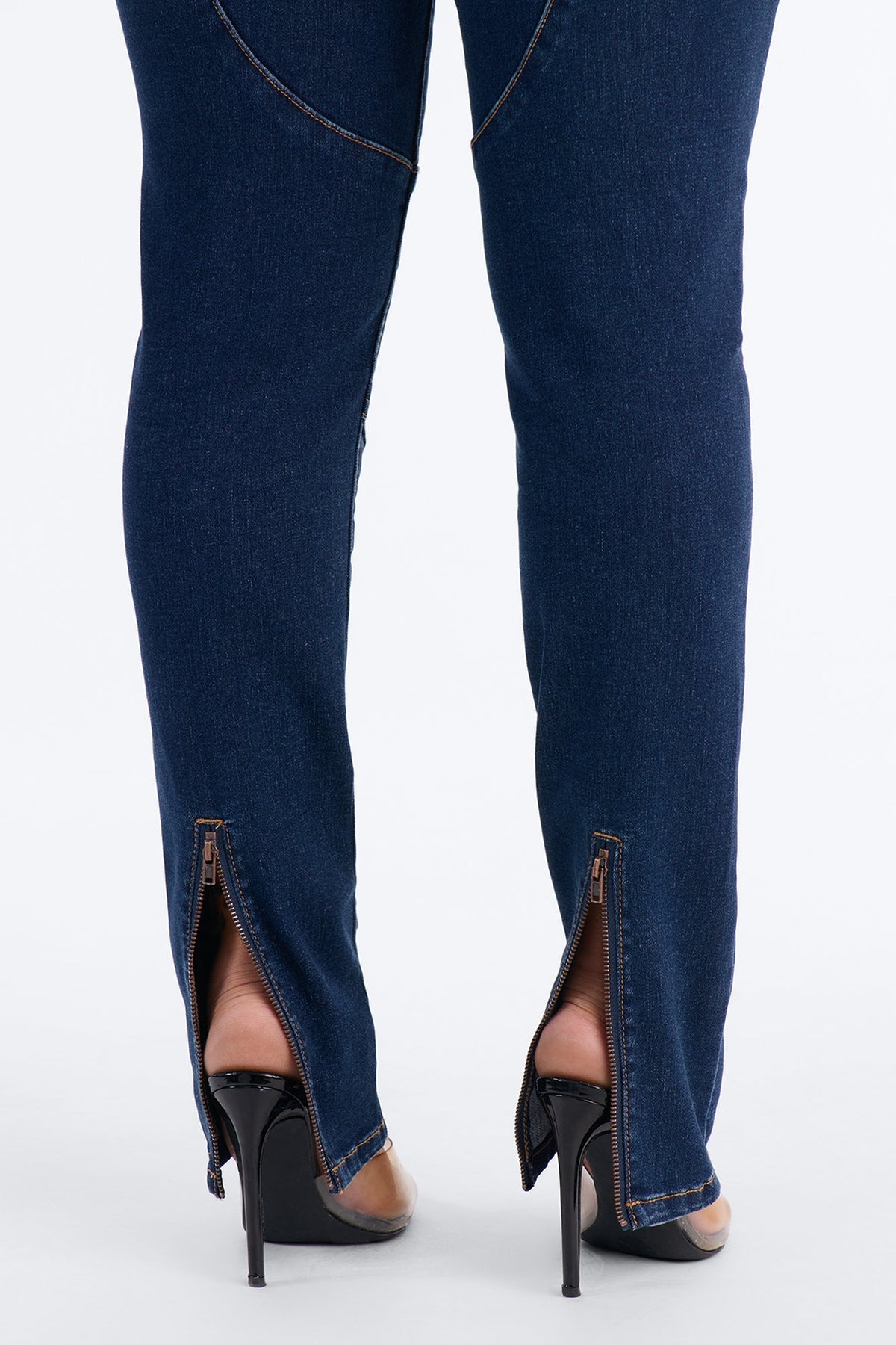 Fast Lane High Rise Stretch Skinny Moto Jeans - Dark Wash