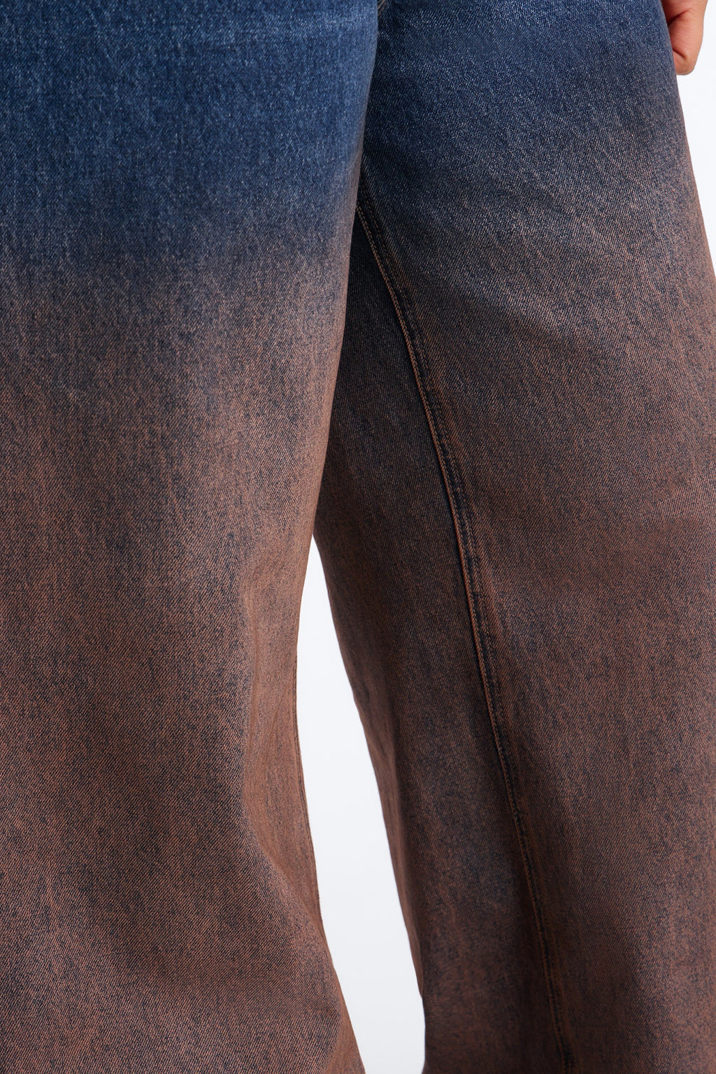 Vienna Two Tone Wide Leg Jeans - Brown Combo