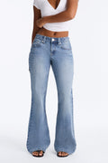 Ashley Low Rise Rigid Y2K Loose Flare Jeans - Medium Wash