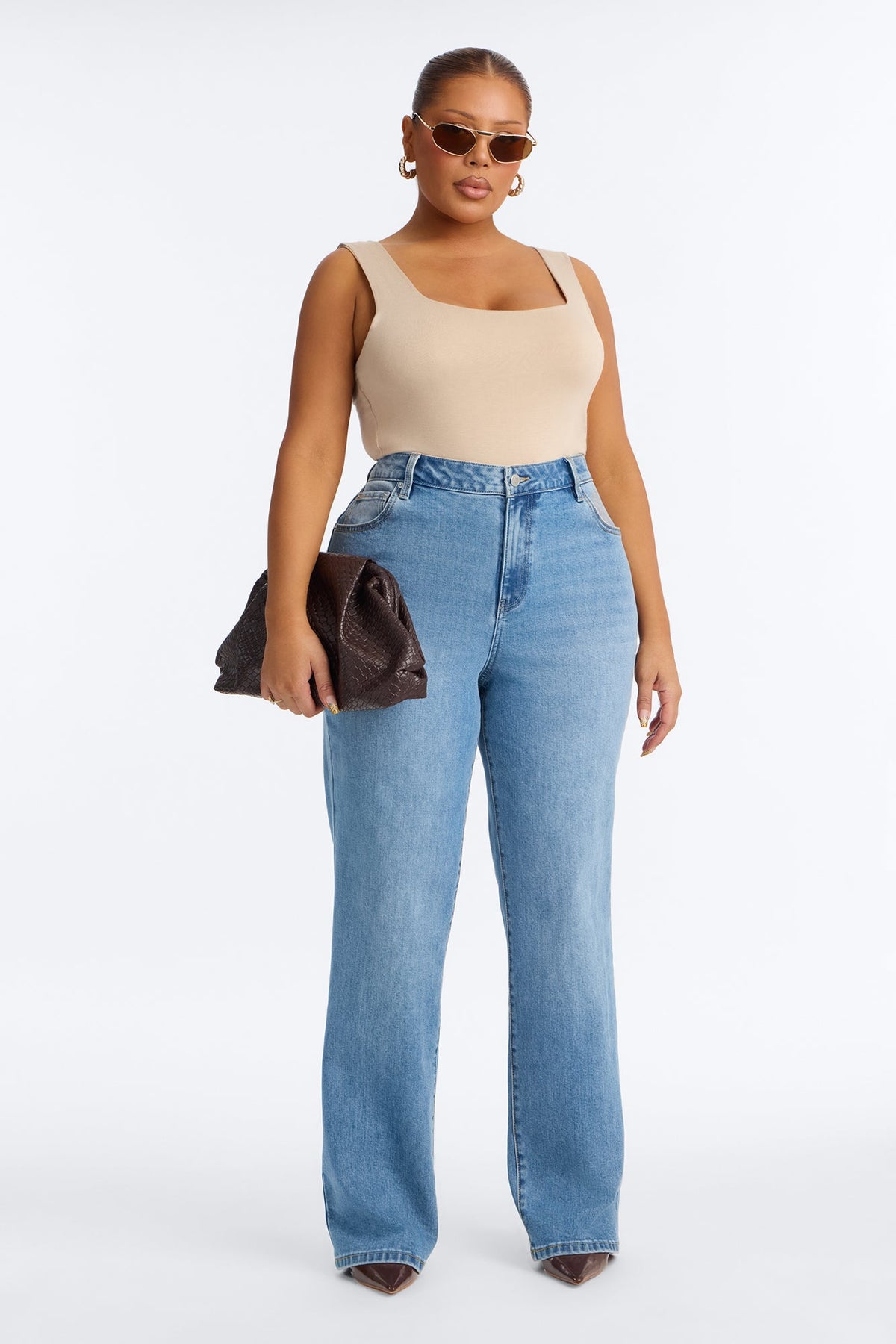 Top Tier Classic High Rise Straight Leg Jeans - Medium Wash