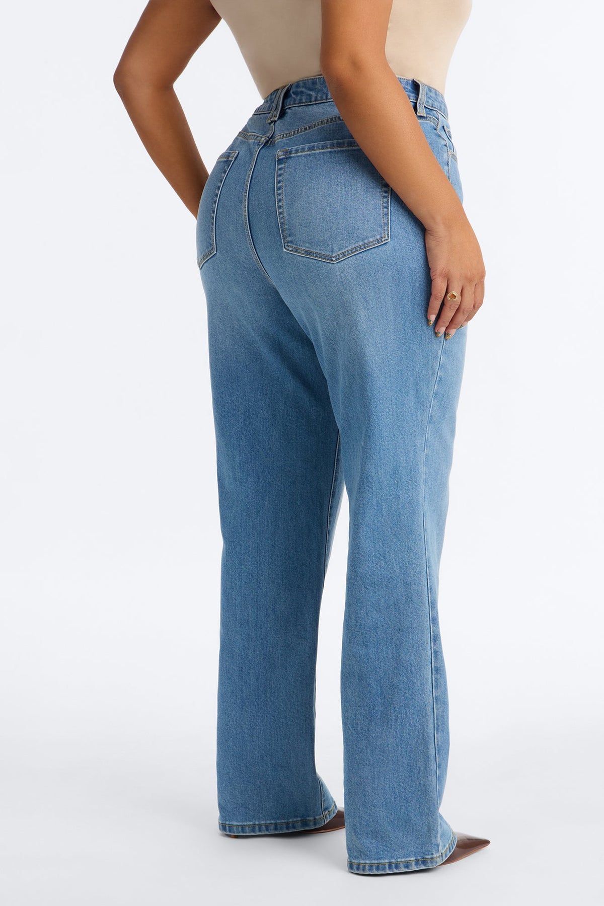 Top Tier Classic High Rise Straight Leg Jeans - Medium Wash