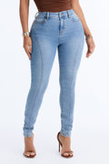Monica Mid Rise Stretch Skinny Jeans - Medium Wash