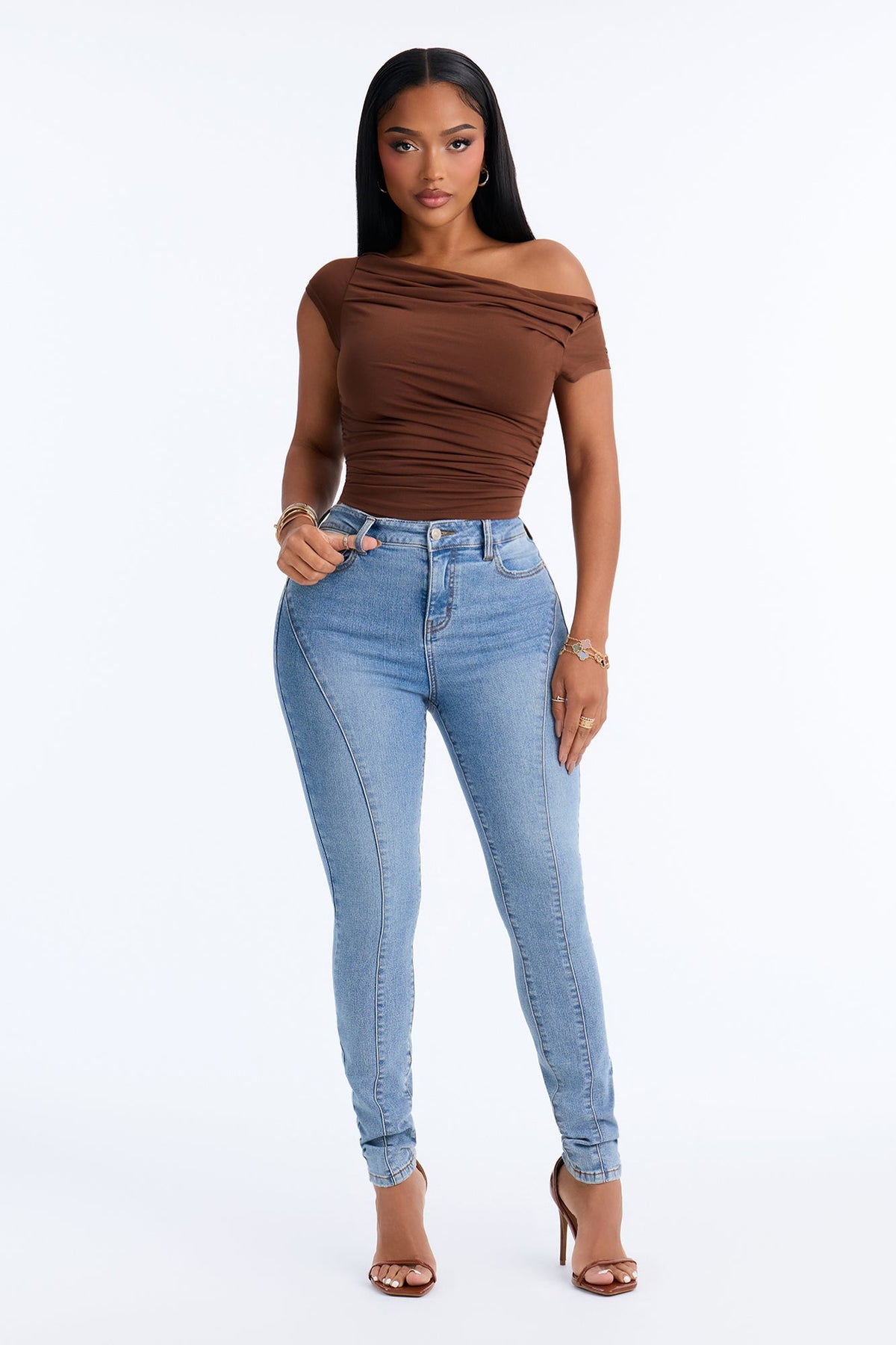 Monica Mid Rise Stretch Skinny Jeans - Medium Wash