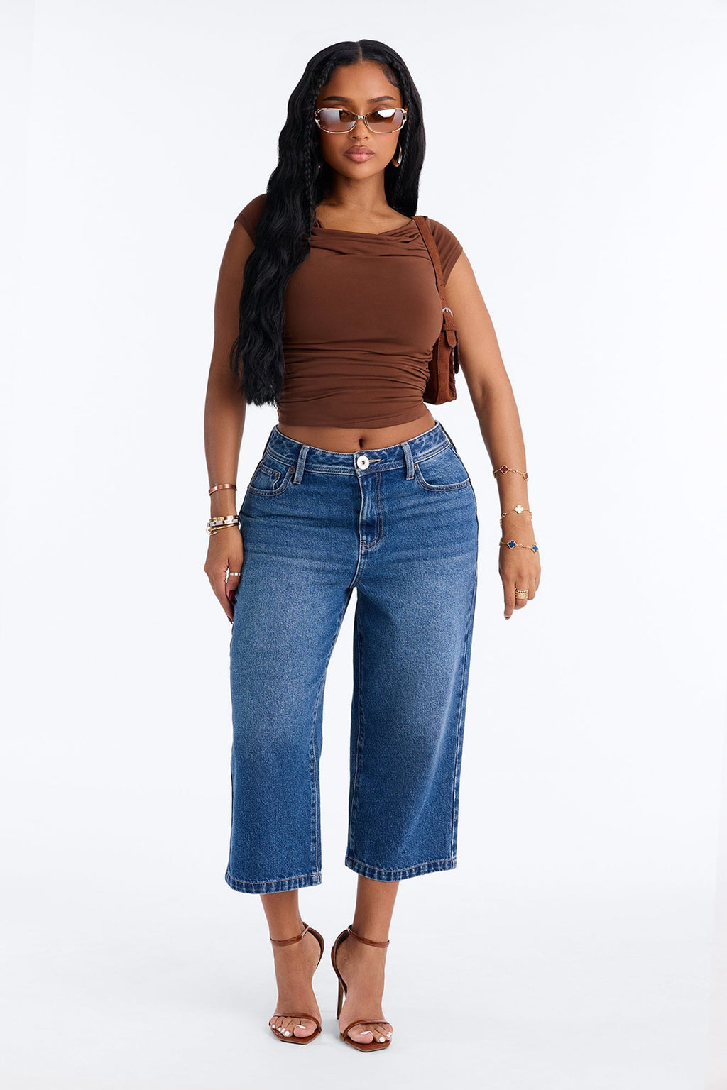 House Rules High Rise Culotte Straight Leg Jeans - Dark Wash