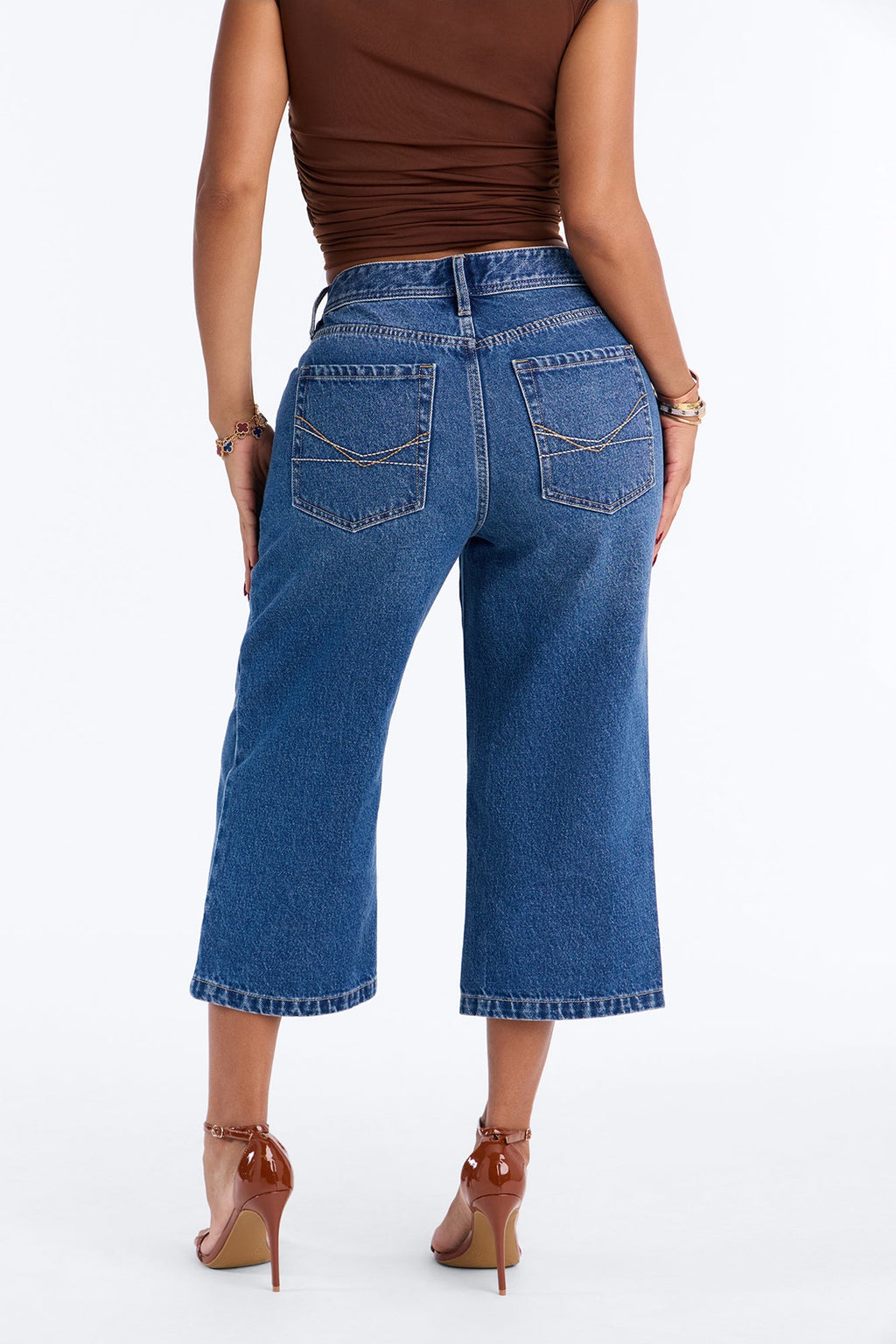 House Rules High Rise Culotte Straight Leg Jeans - Dark Wash