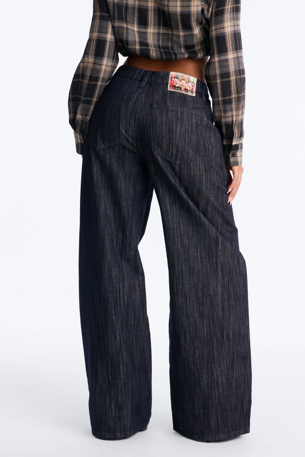 Chuffed To Bits Overlay Wide Leg Jeans - Dark Denim