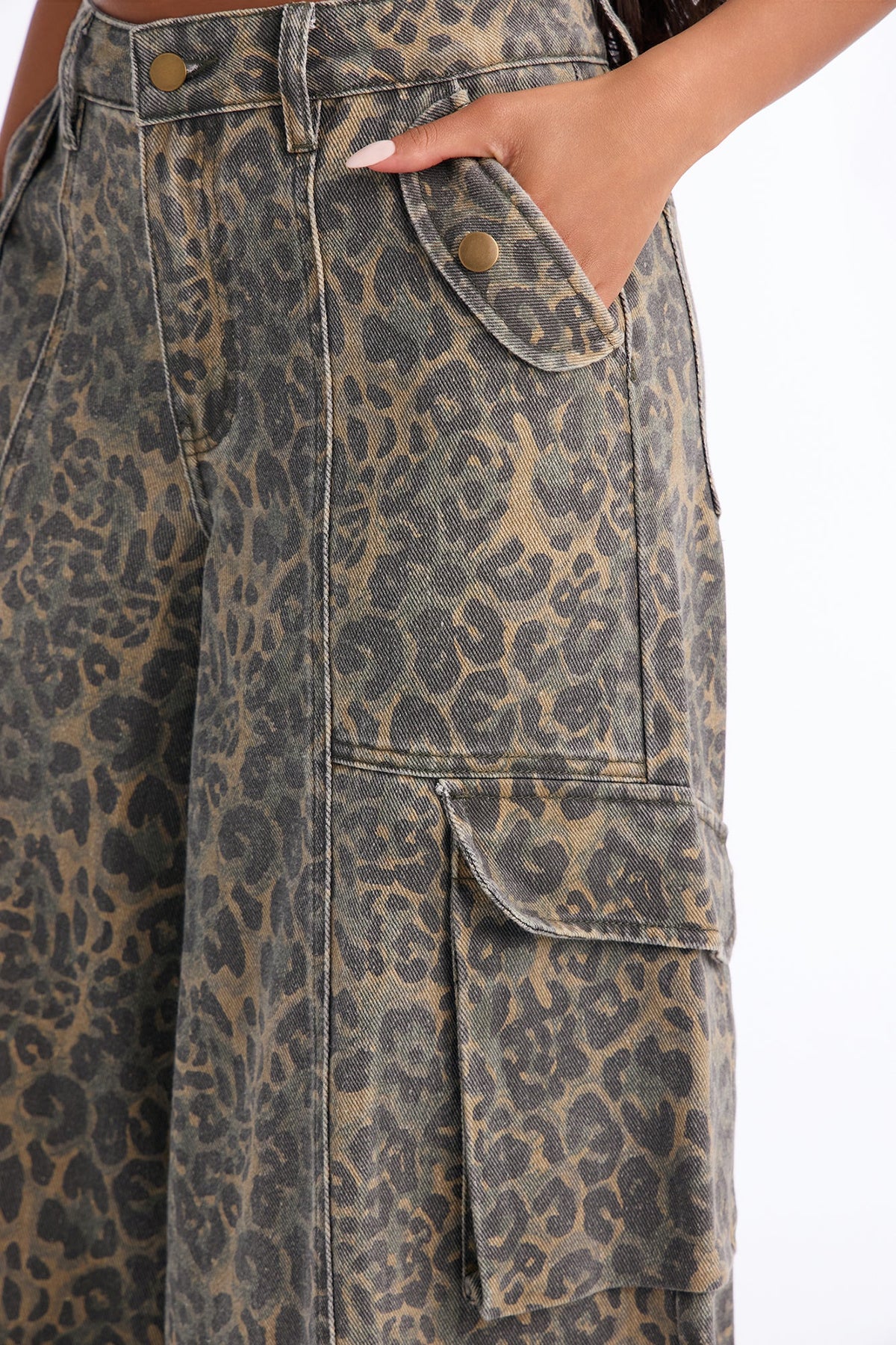 Opening Day Leopard Camo Cargo Jeans - Olive/combo