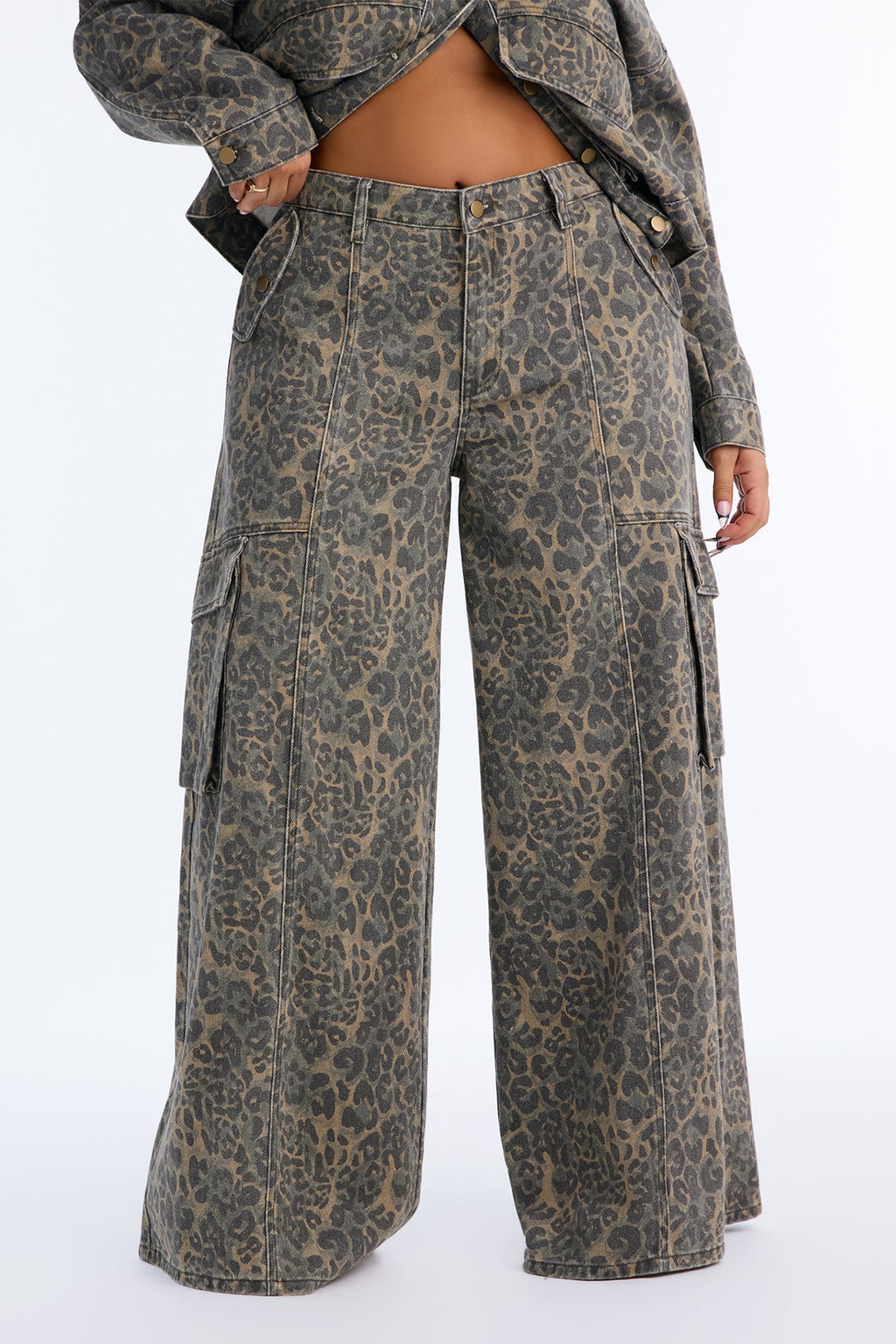 Opening Day Leopard Camo Cargo Jeans - Olive/combo