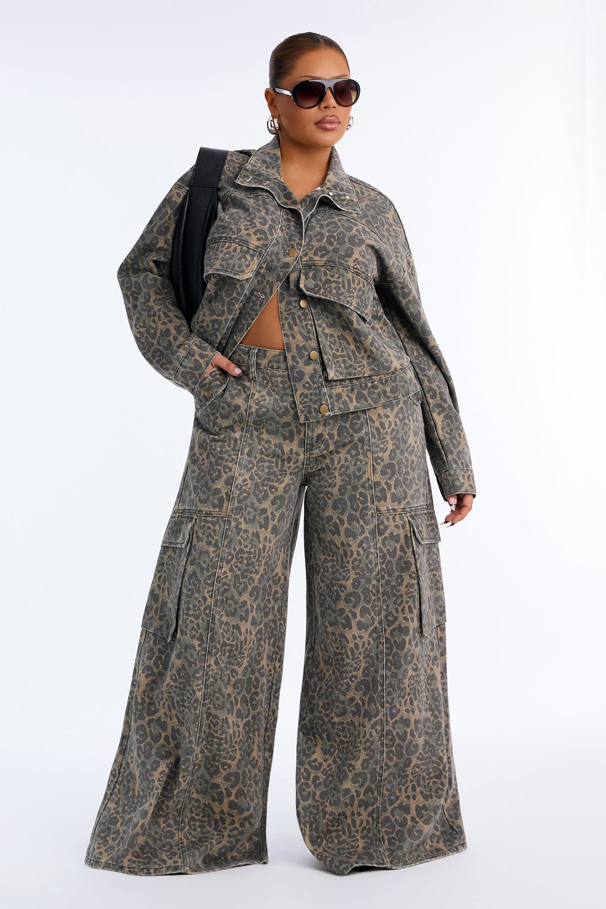 Opening Day Leopard Camo Cargo Jeans - Olive/combo