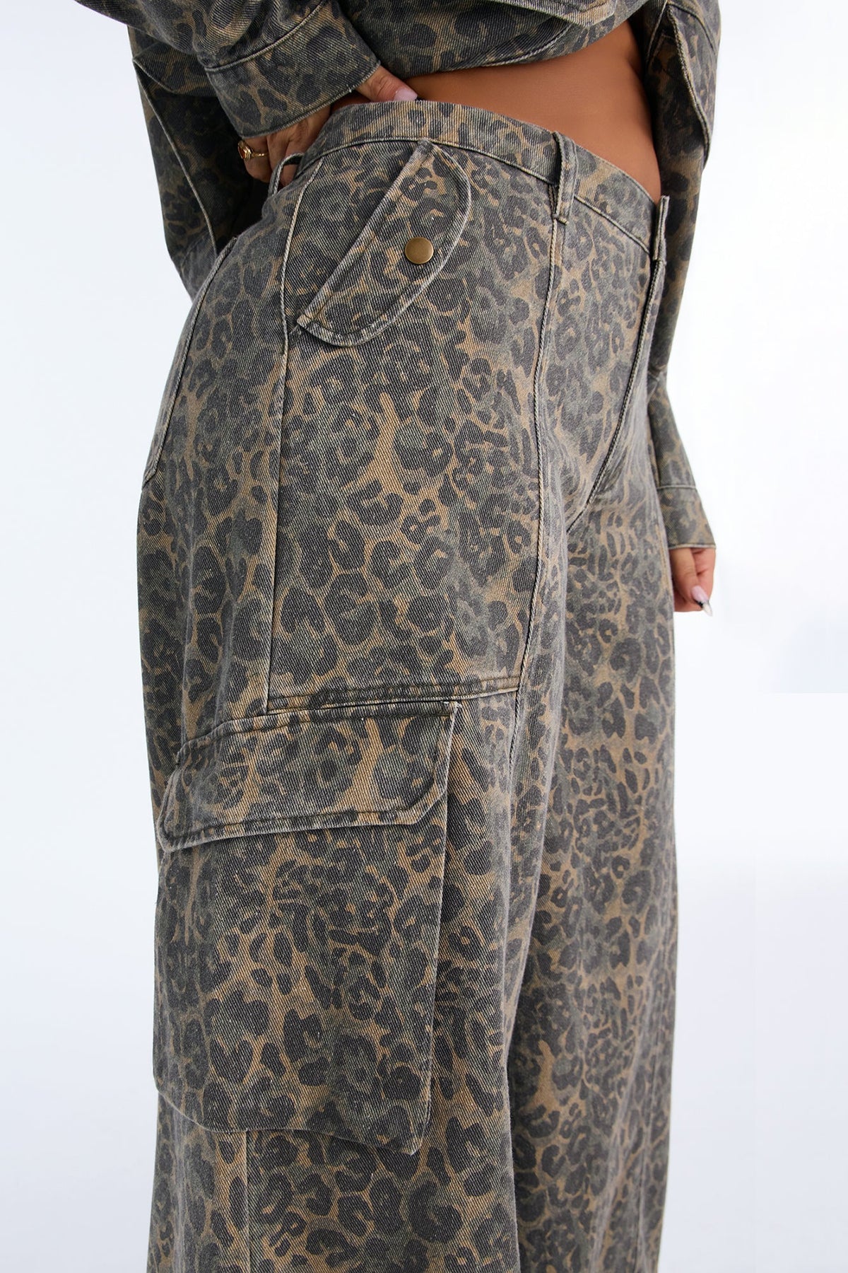 Opening Day Leopard Camo Cargo Jeans - Olive/combo