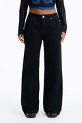 Northie Drop Waist Loose Wide Leg Jeans - Black
