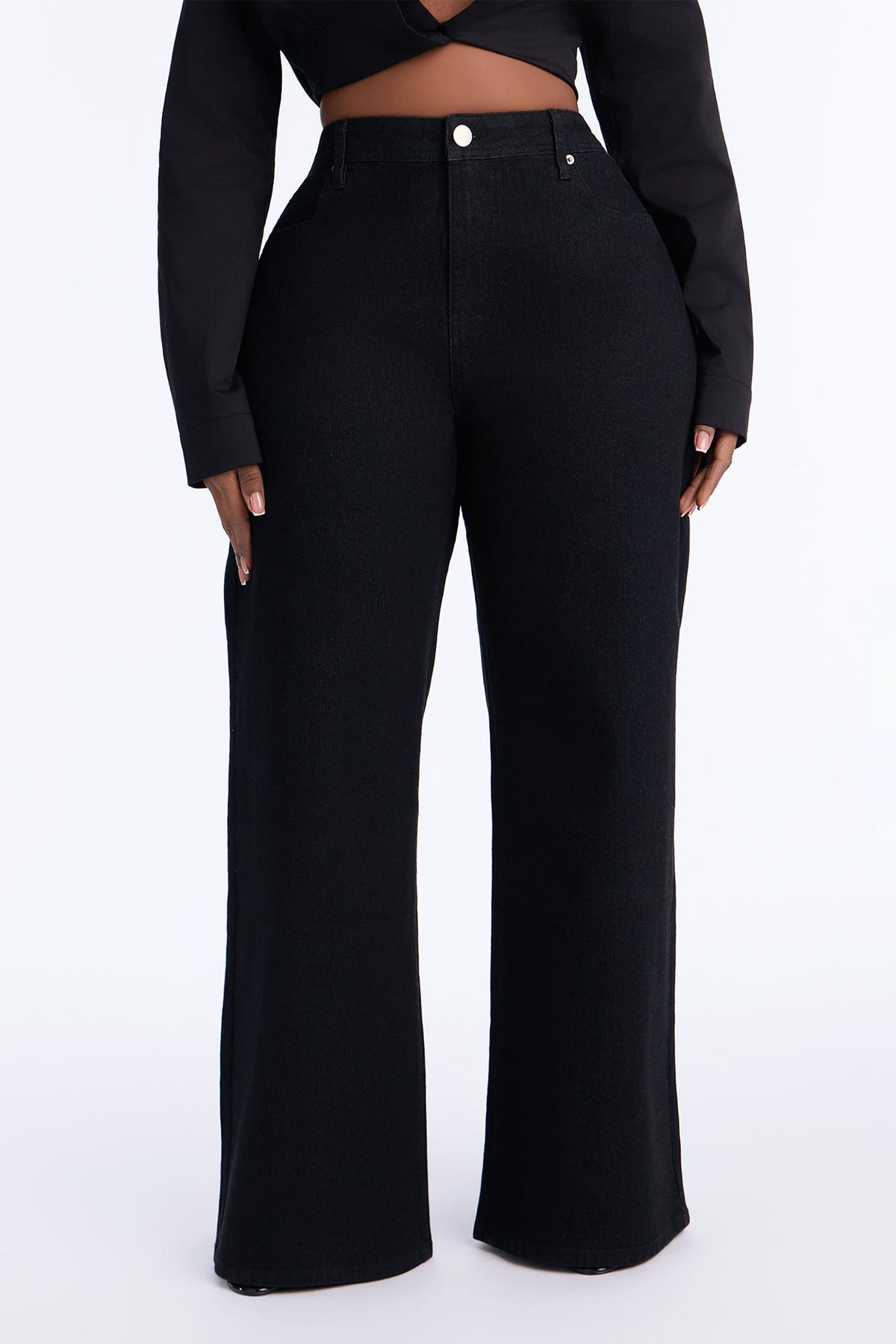 Northie Drop Waist Loose Wide Leg Jeans - Black