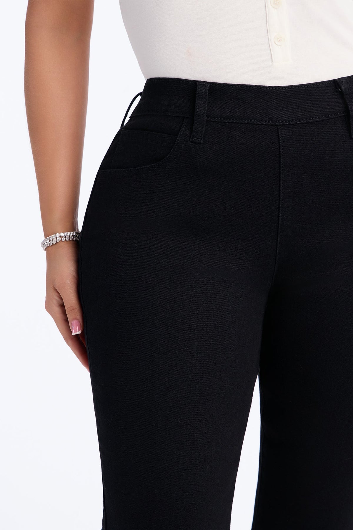 Kimmy Stretch Trouser Skinny Capri Jeans - Black