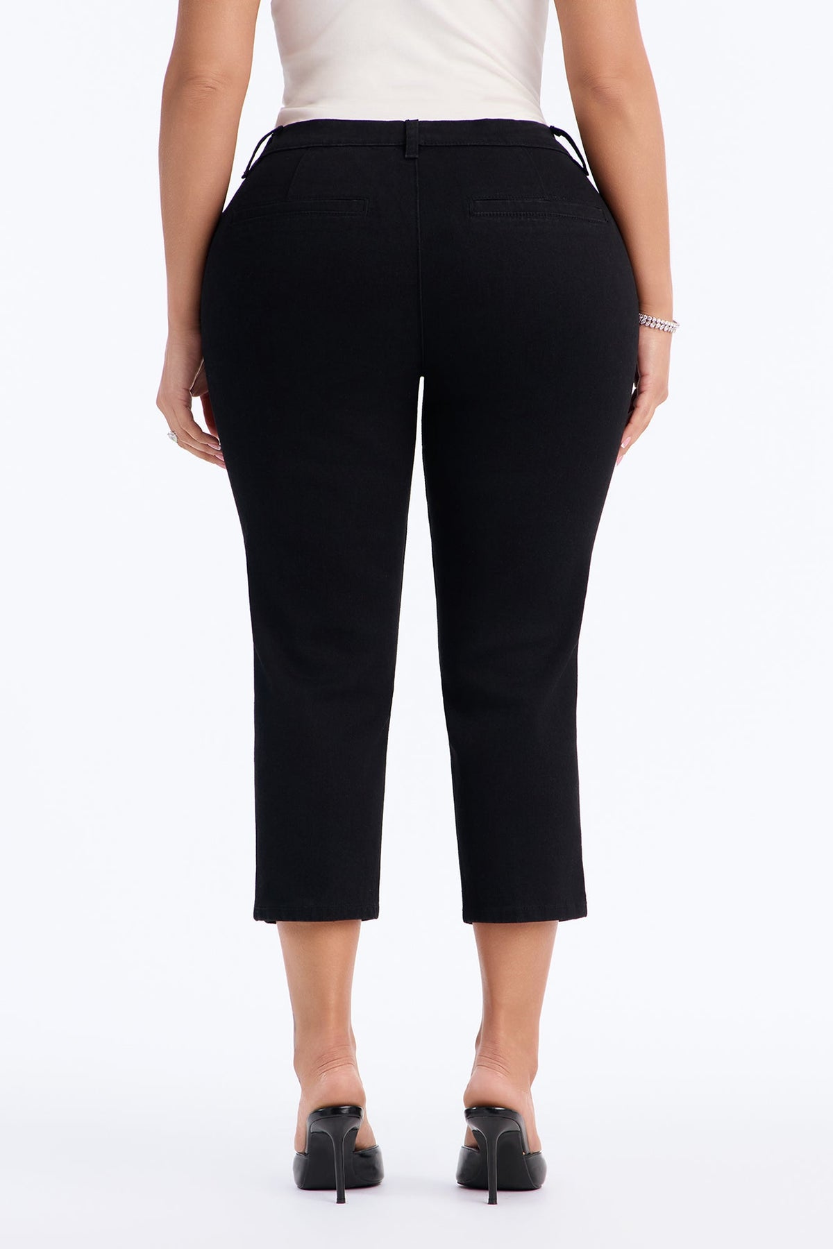 Kimmy Stretch Trouser Skinny Capri Jeans - Black