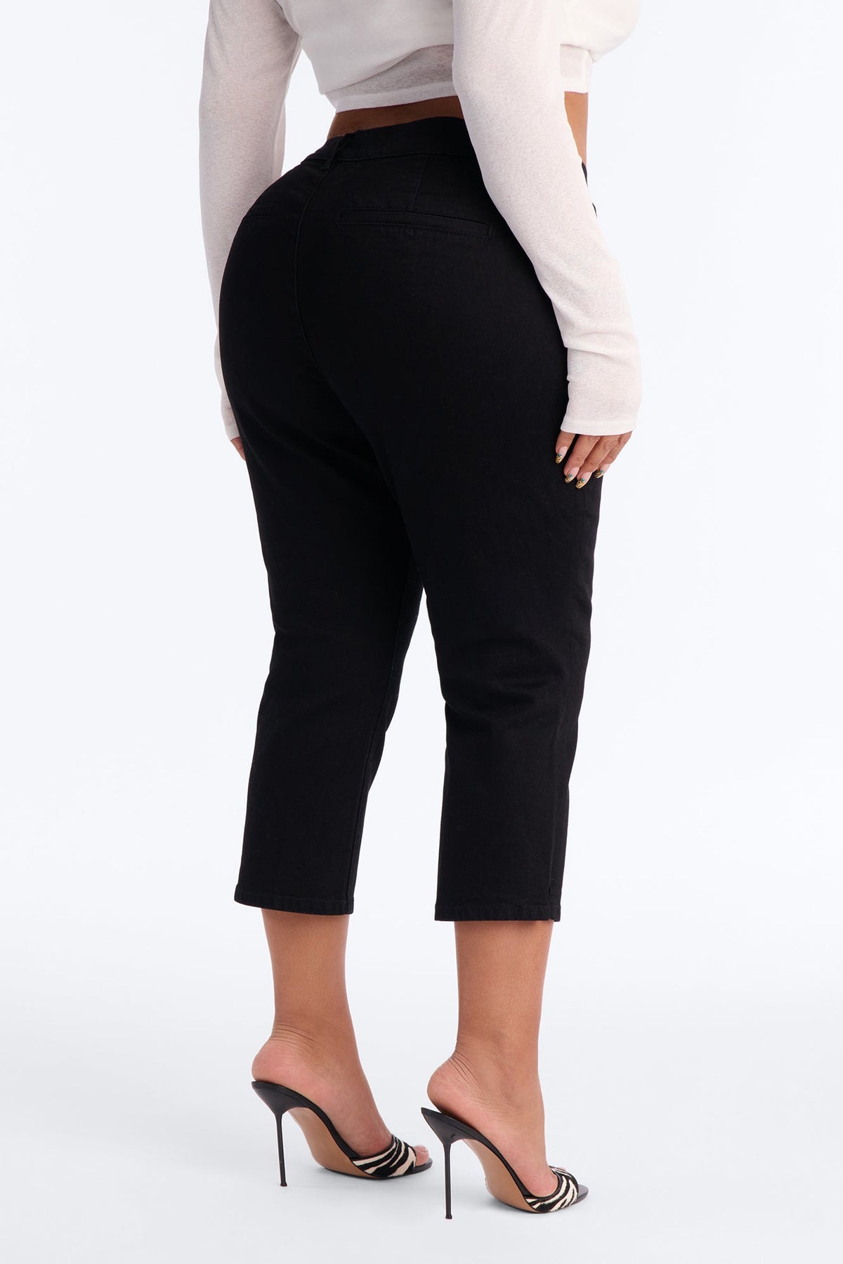 Kimmy Stretch Trouser Skinny Capri Jeans - Black