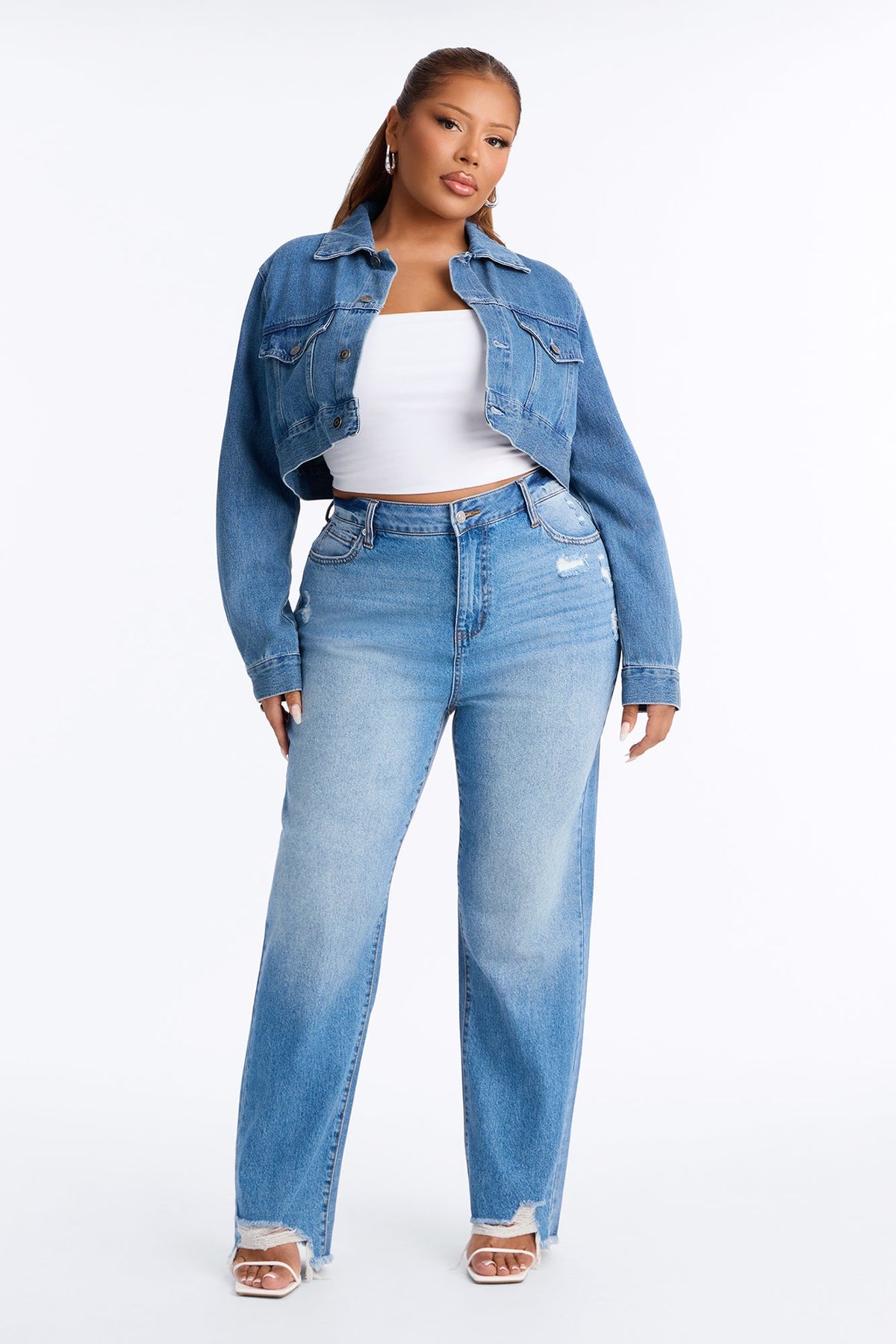Hallie Hybrid Straight Leg Cigarette Jeans - Medium Wash