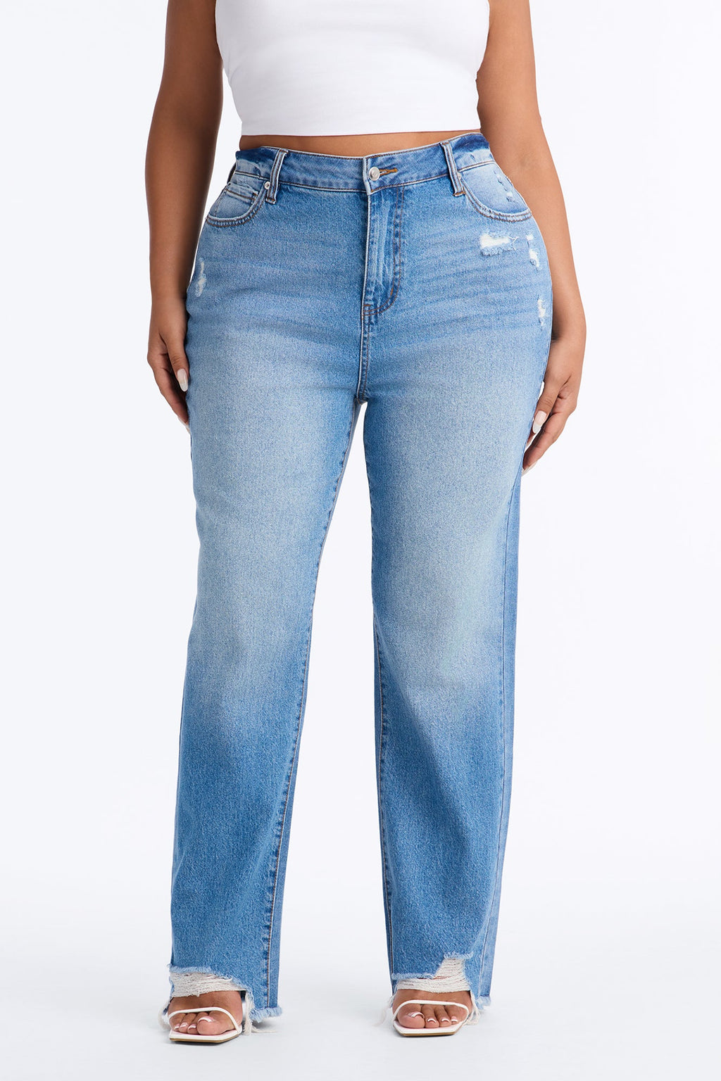 Hallie Hybrid Straight Leg Cigarette Jeans - Medium Wash