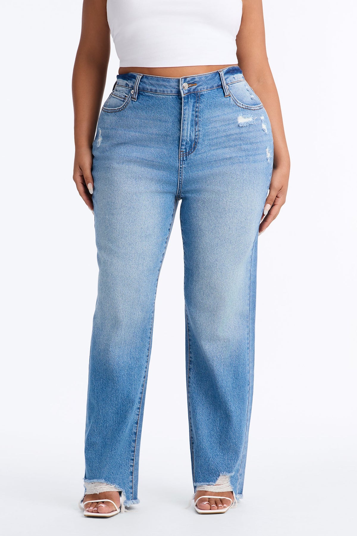 Hallie Hybrid Straight Leg Cigarette Jeans - Medium Wash