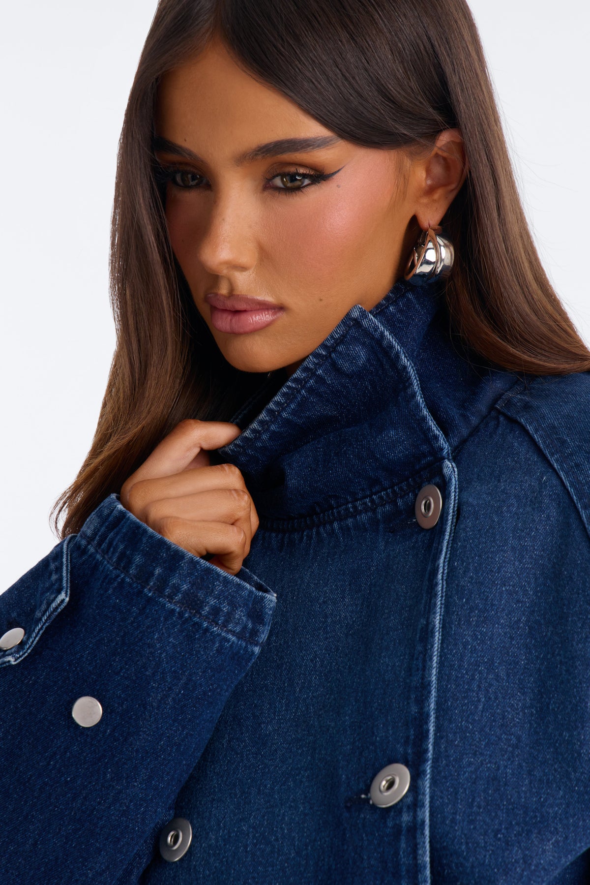 Daisy Doll Belted Denim Short Set - Dark Denim