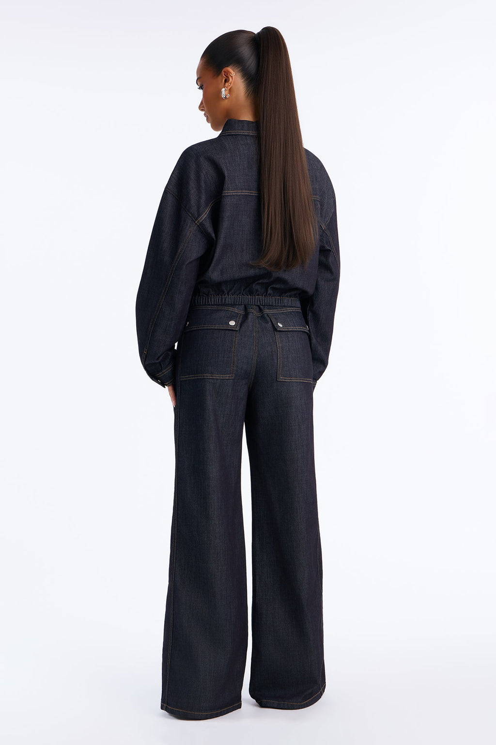 Manuela Tie Waist Denim Pant Set - Dark Wash