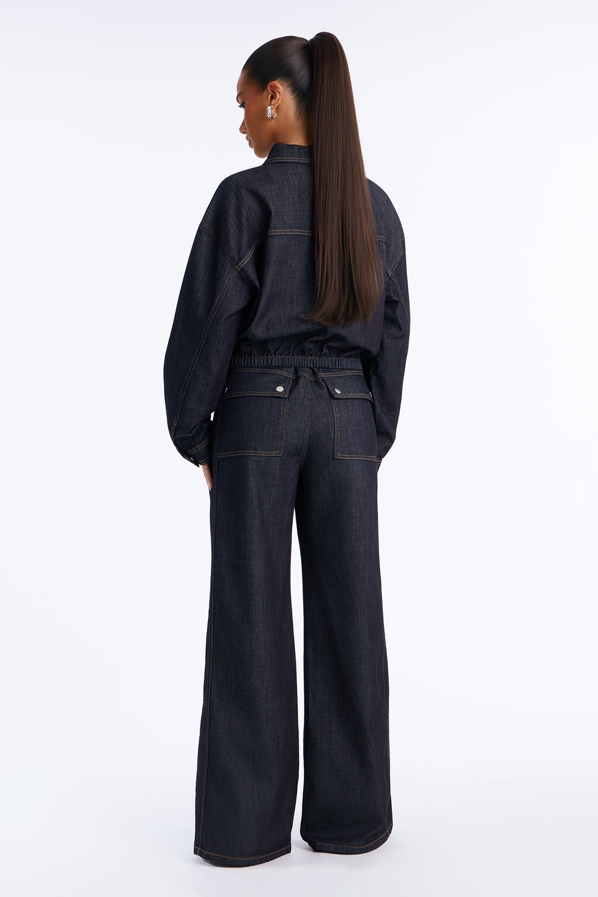 Manuela Tie Waist Denim Pant Set - Dark Wash