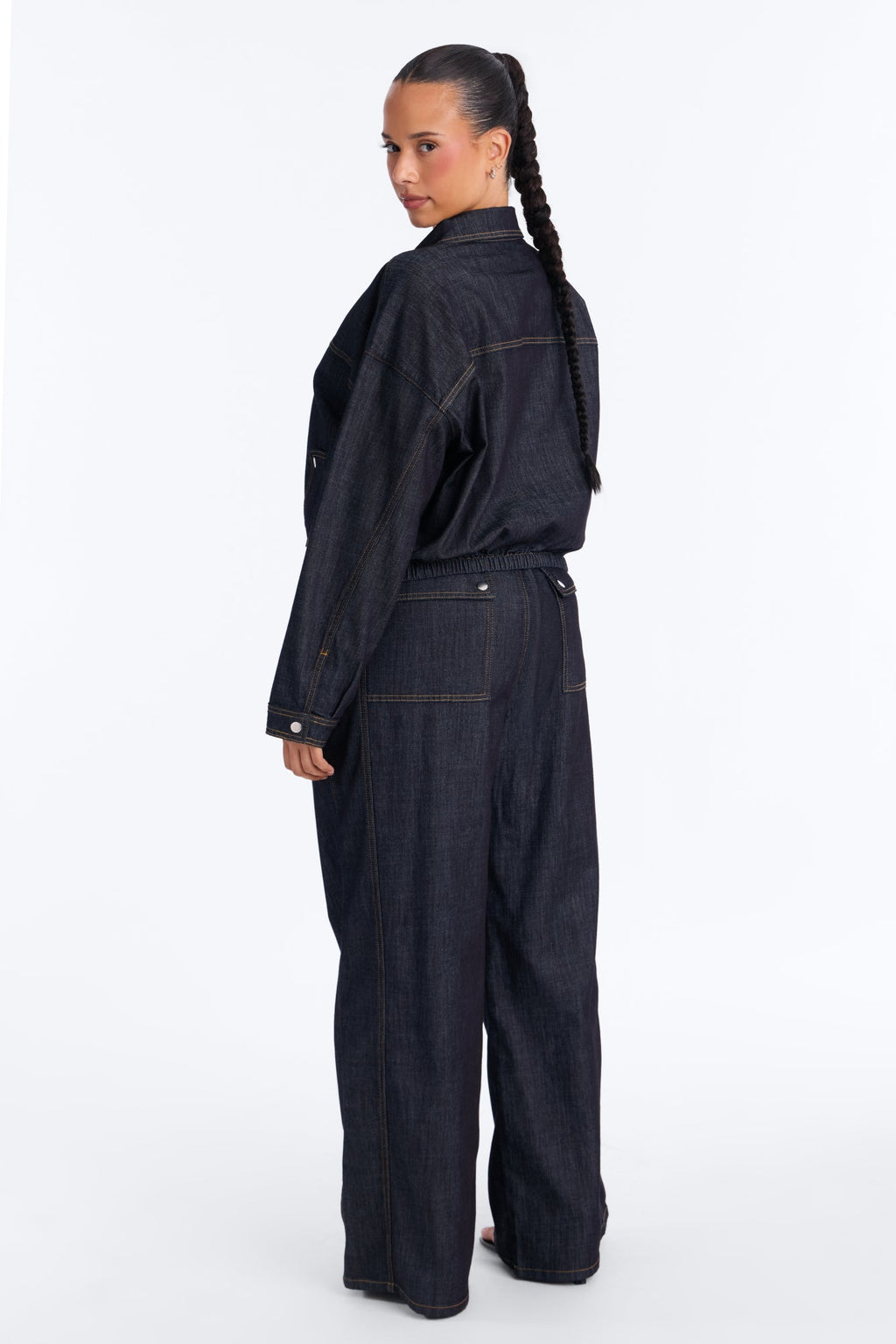 Manuela Tie Waist Denim Pant Set - Dark Wash
