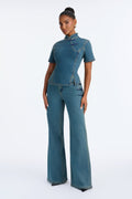 Delilah Denim Straight Leg Pant Set - Medium Wash