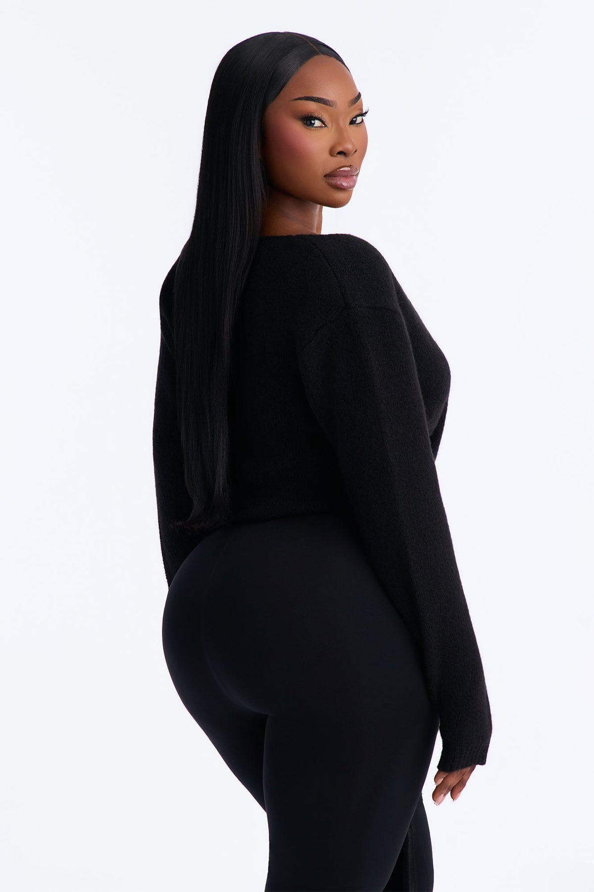 Sweetener Long Sleeve Surplice Wrap Cardigan - Black