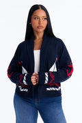 Newport Breeze Open Front Cardigan - Navy/combo