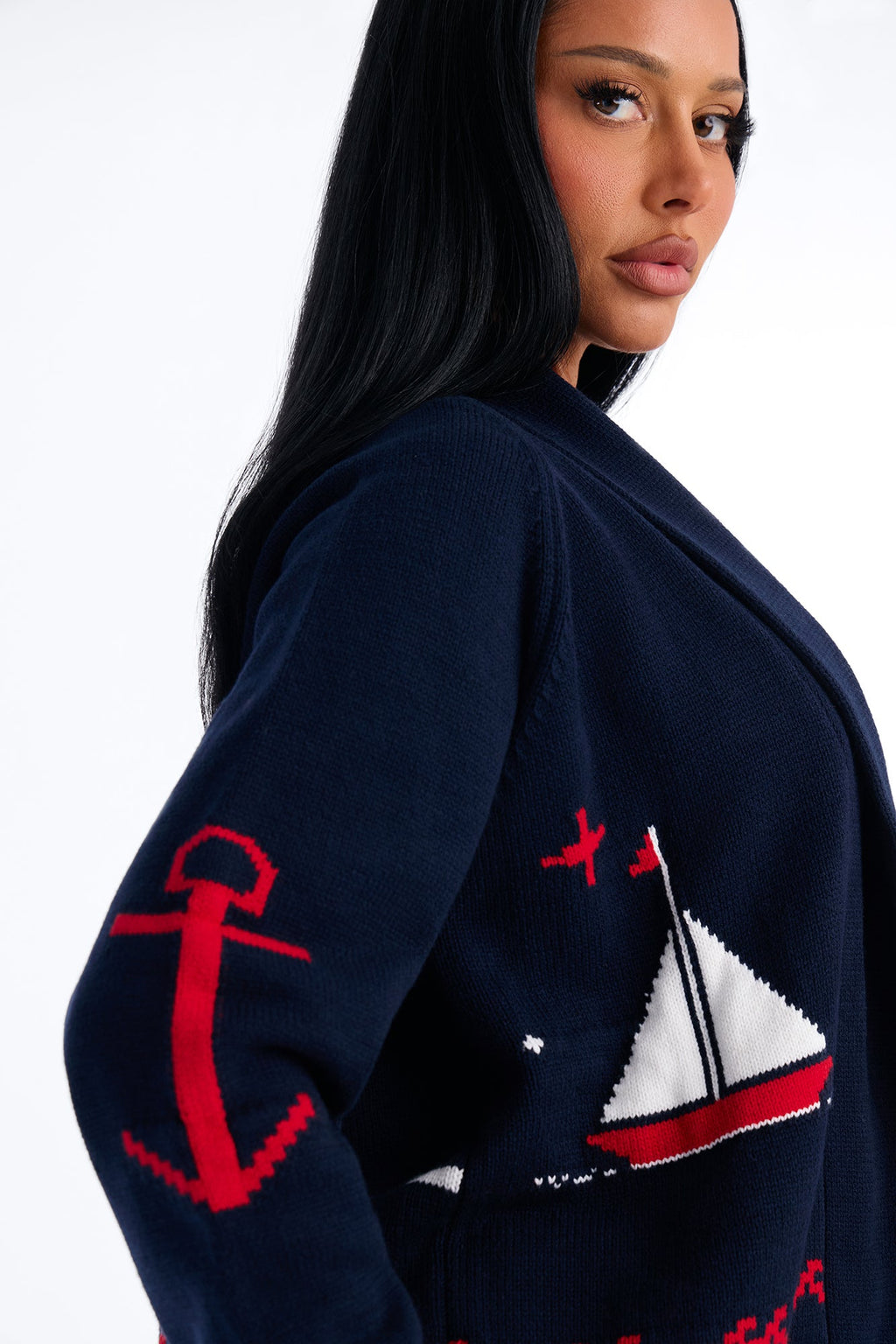 Newport Breeze Open Front Cardigan - Navy/combo
