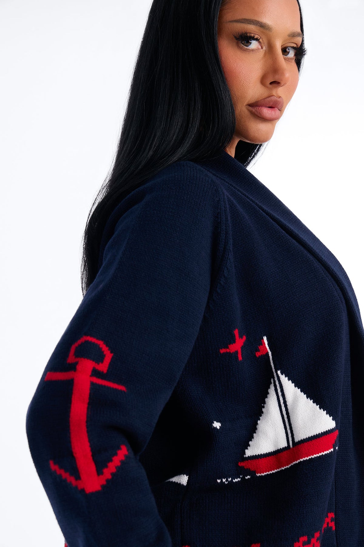 Newport Breeze Open Front Cardigan - Navy/combo