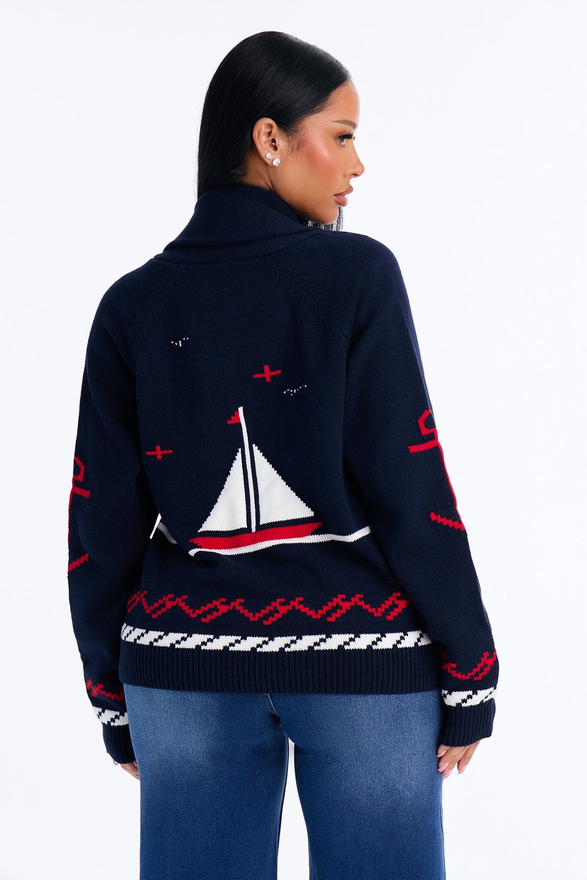 Newport Breeze Open Front Cardigan - Navy/combo