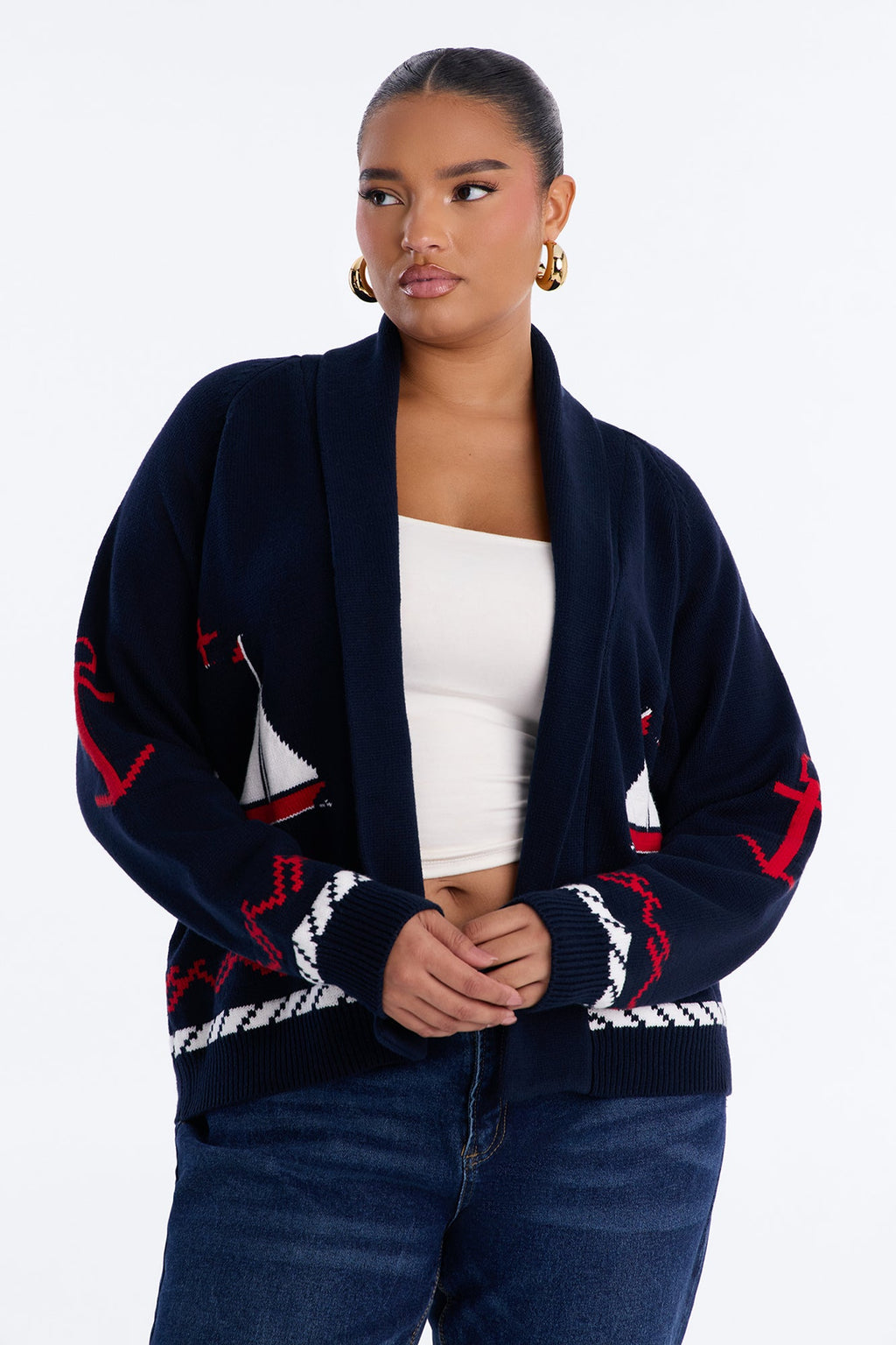 Newport Breeze Open Front Cardigan - Navy/combo