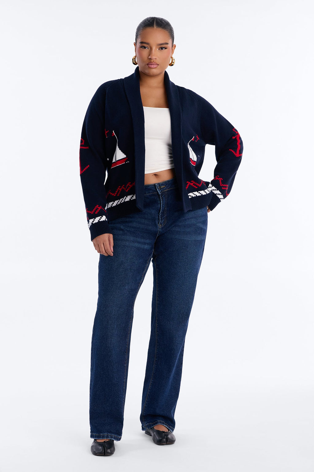 Newport Breeze Open Front Cardigan - Navy/combo