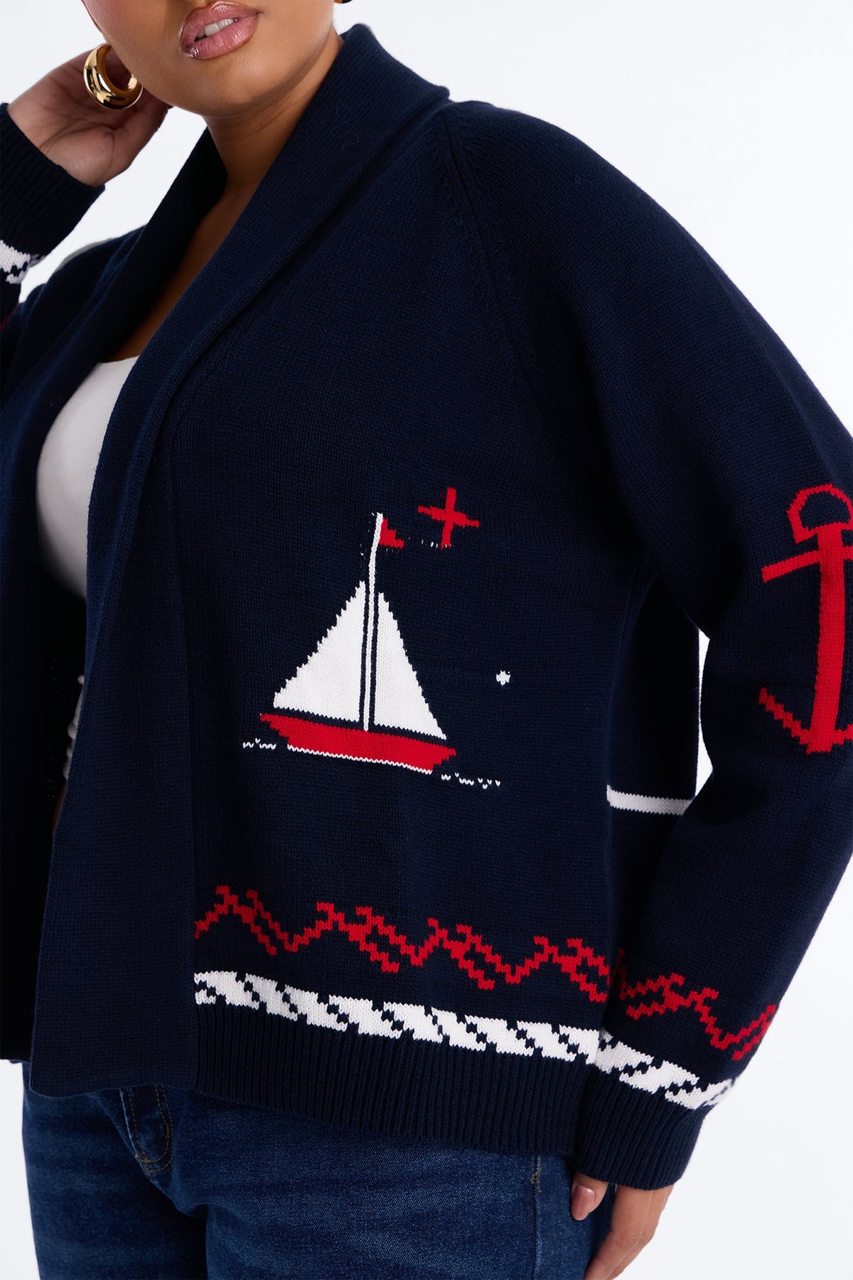 Newport Breeze Open Front Cardigan - Navy/combo