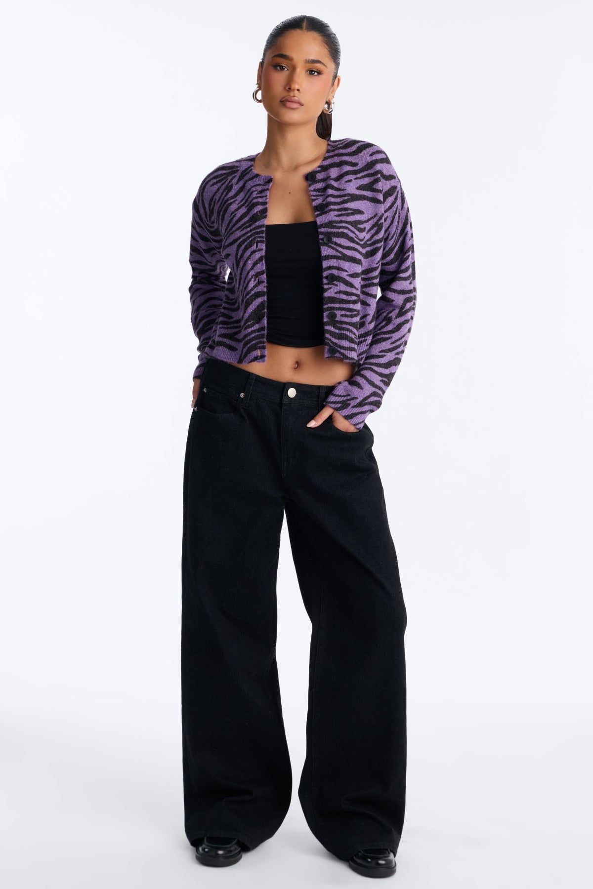 Born Wild Zebra Cardigan - Black/Purple