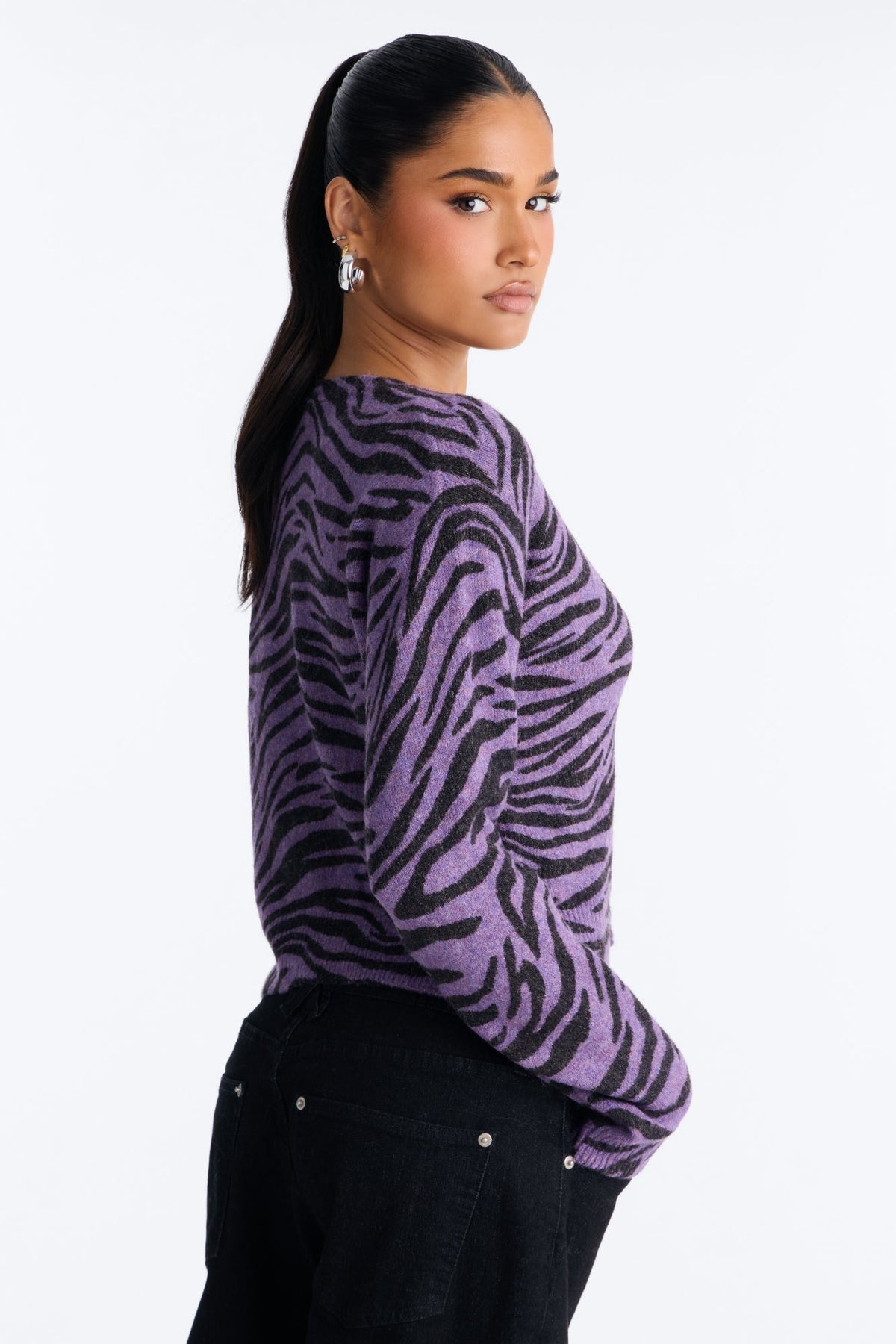 Born Wild Zebra Cardigan - Black/Purple