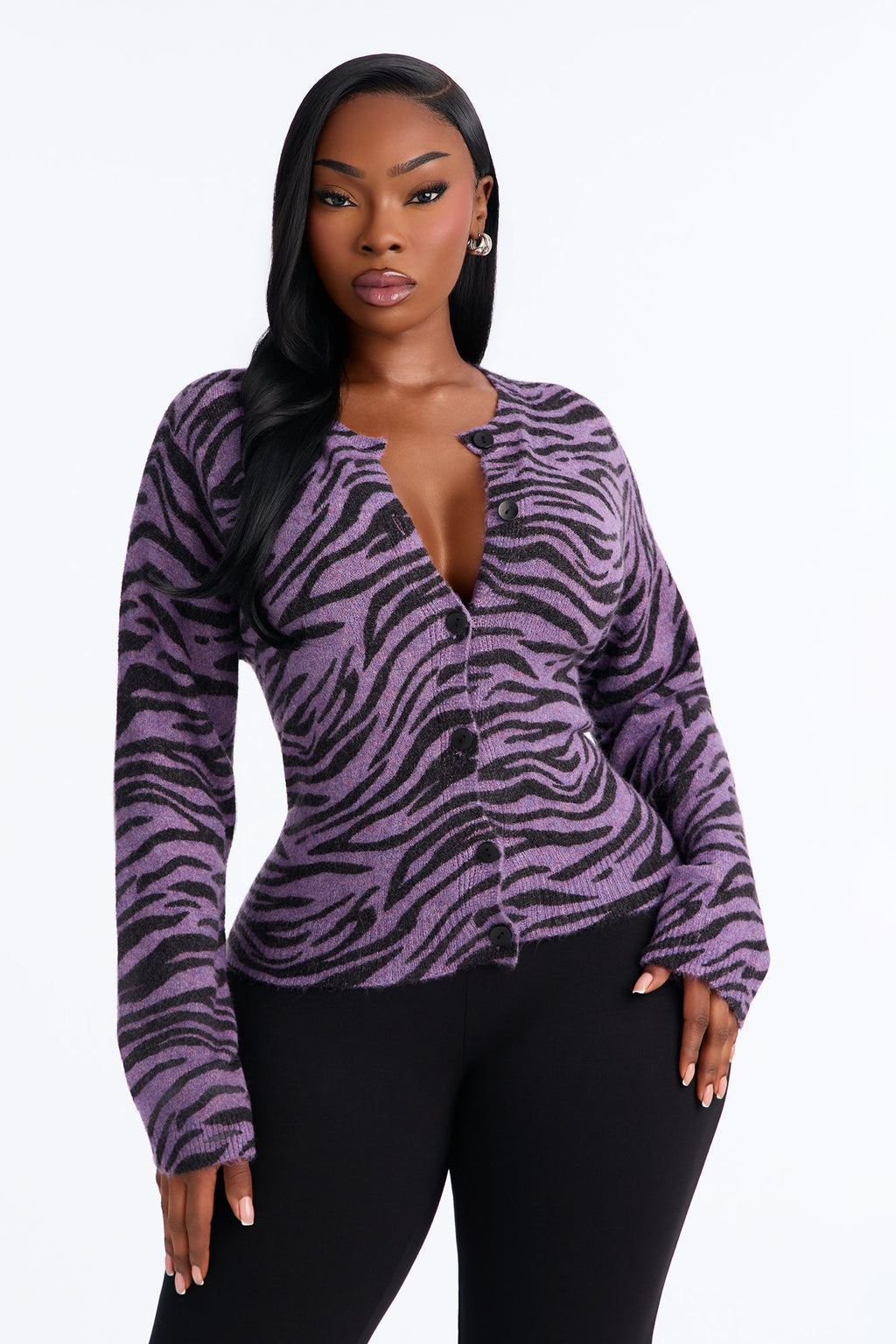 Born Wild Zebra Cardigan - Black/Purple