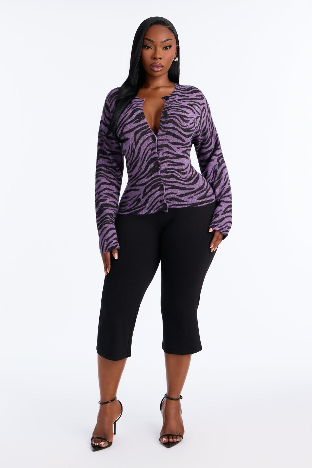 Born Wild Zebra Cardigan - Black/Purple