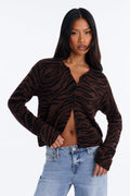 Born Wild Zebra Cardigan - Brown/combo