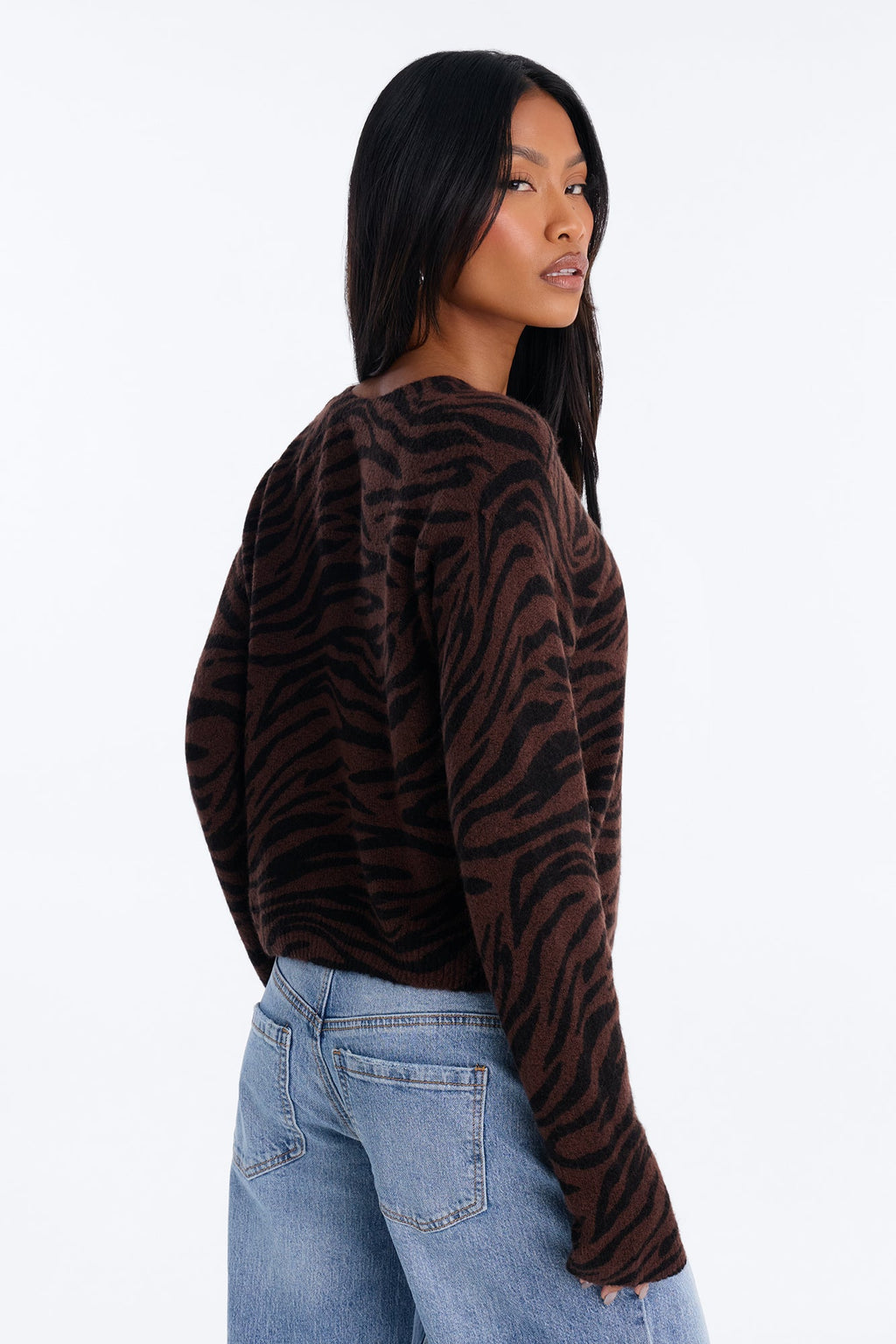 Born Wild Zebra Cardigan - Brown/combo