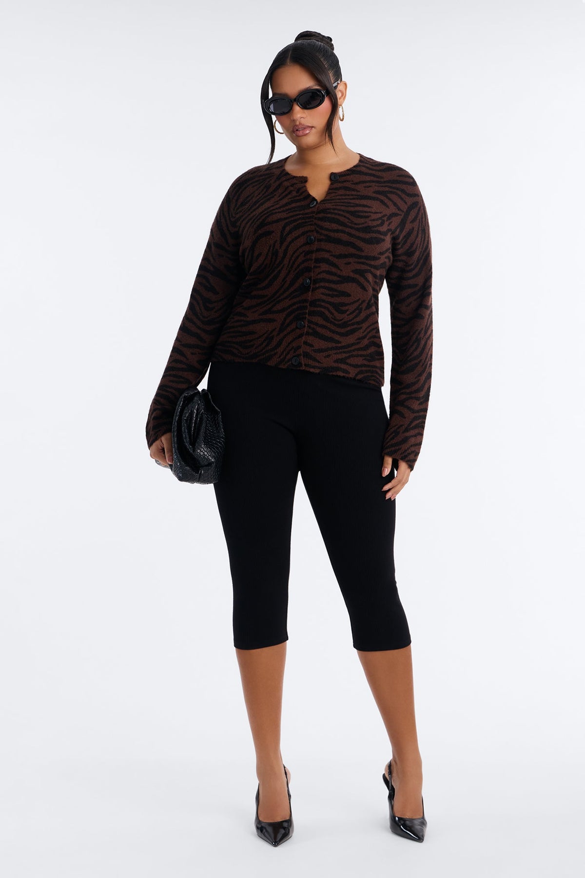 Born Wild Zebra Cardigan - Brown/combo