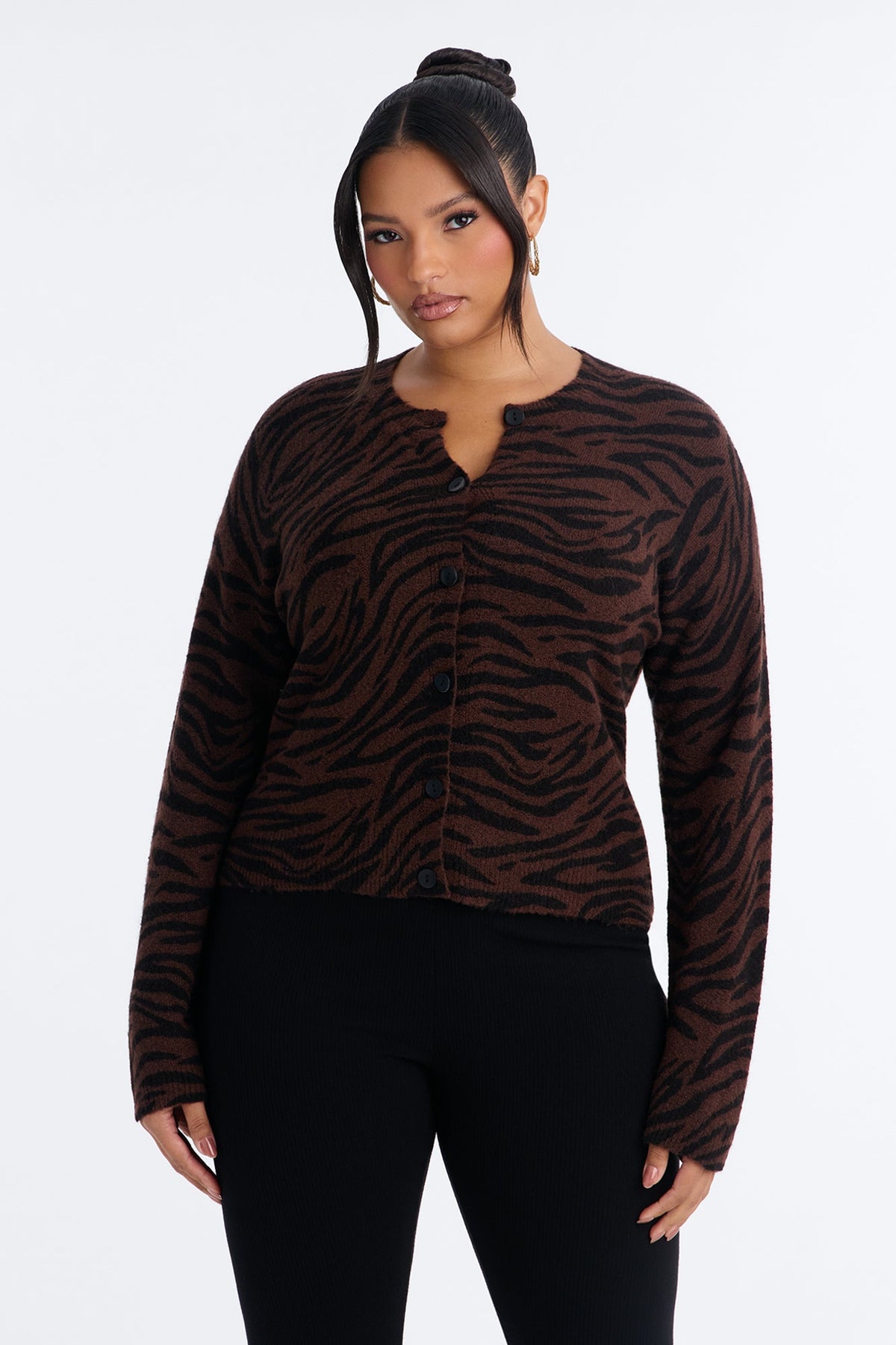 Born Wild Zebra Cardigan - Brown/combo