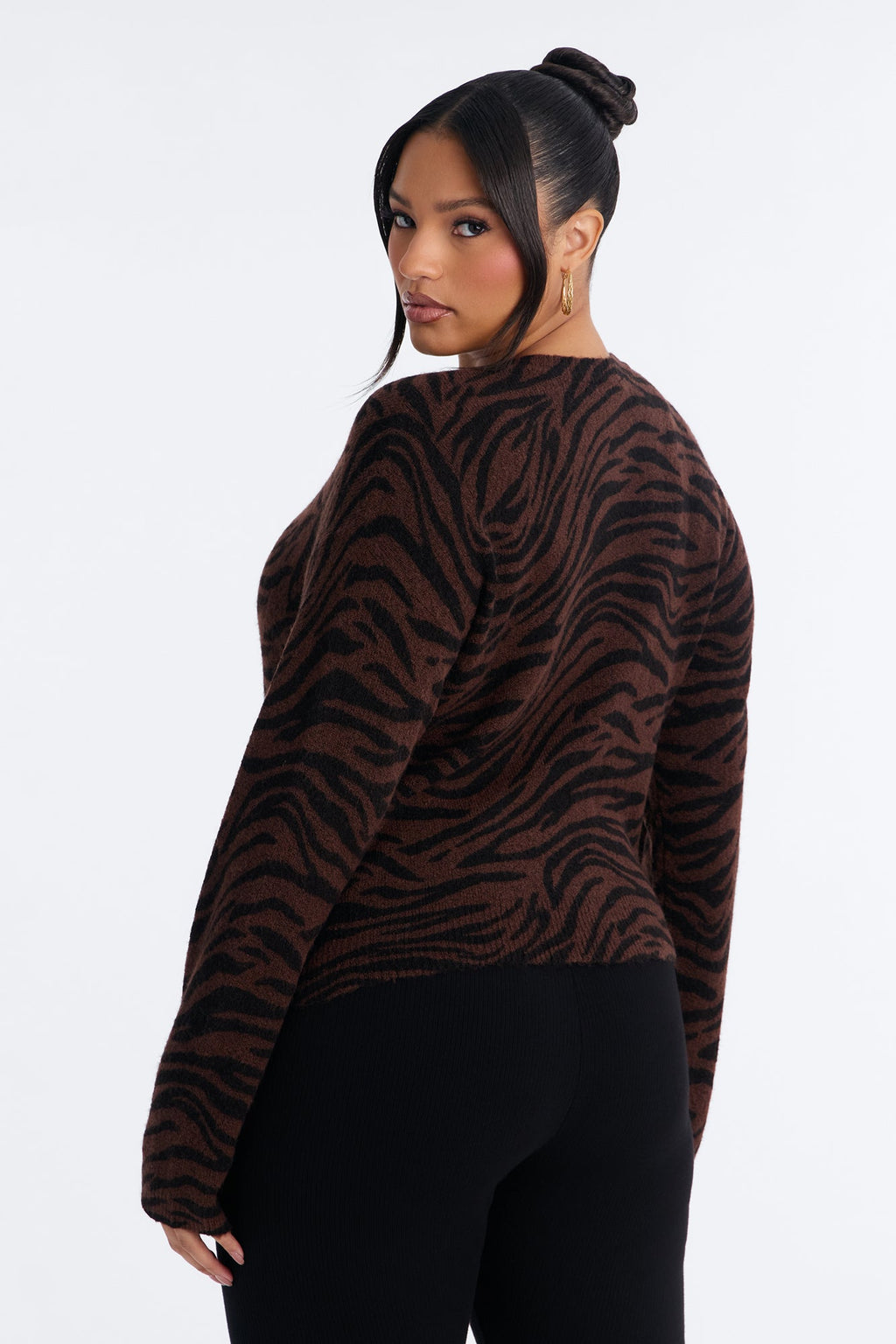 Born Wild Zebra Cardigan - Brown/combo